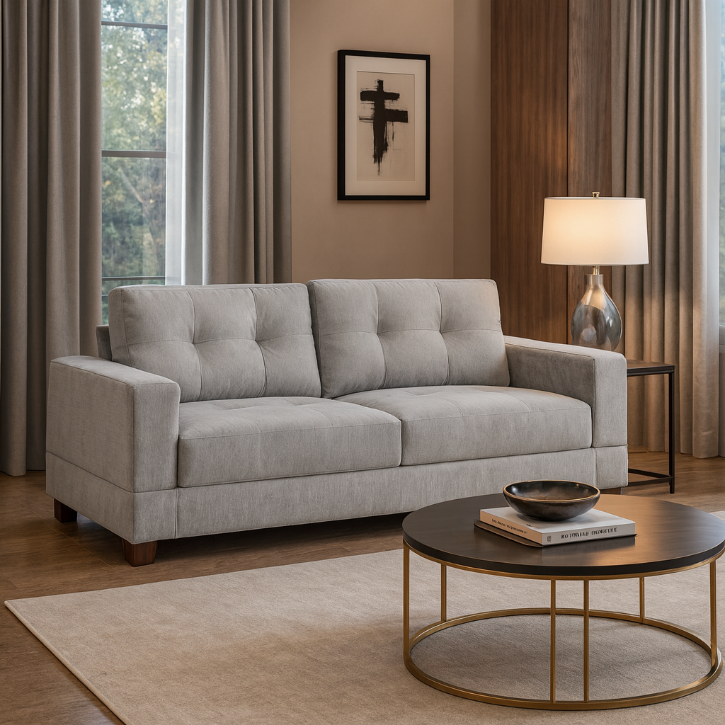 Kew 3 Seater Sofa in Grey Fabric (7023870967872)