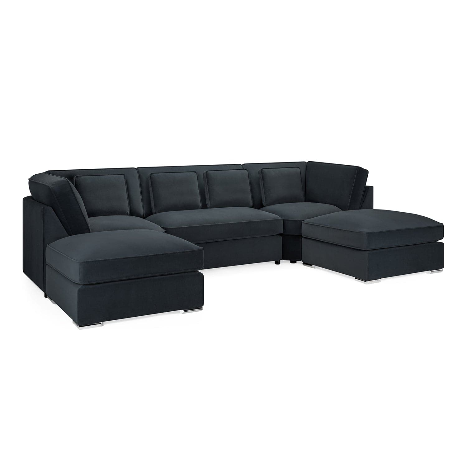 Kingsbury U Shape Corner Sofa in Slate Velvet - front view (7022232141888)