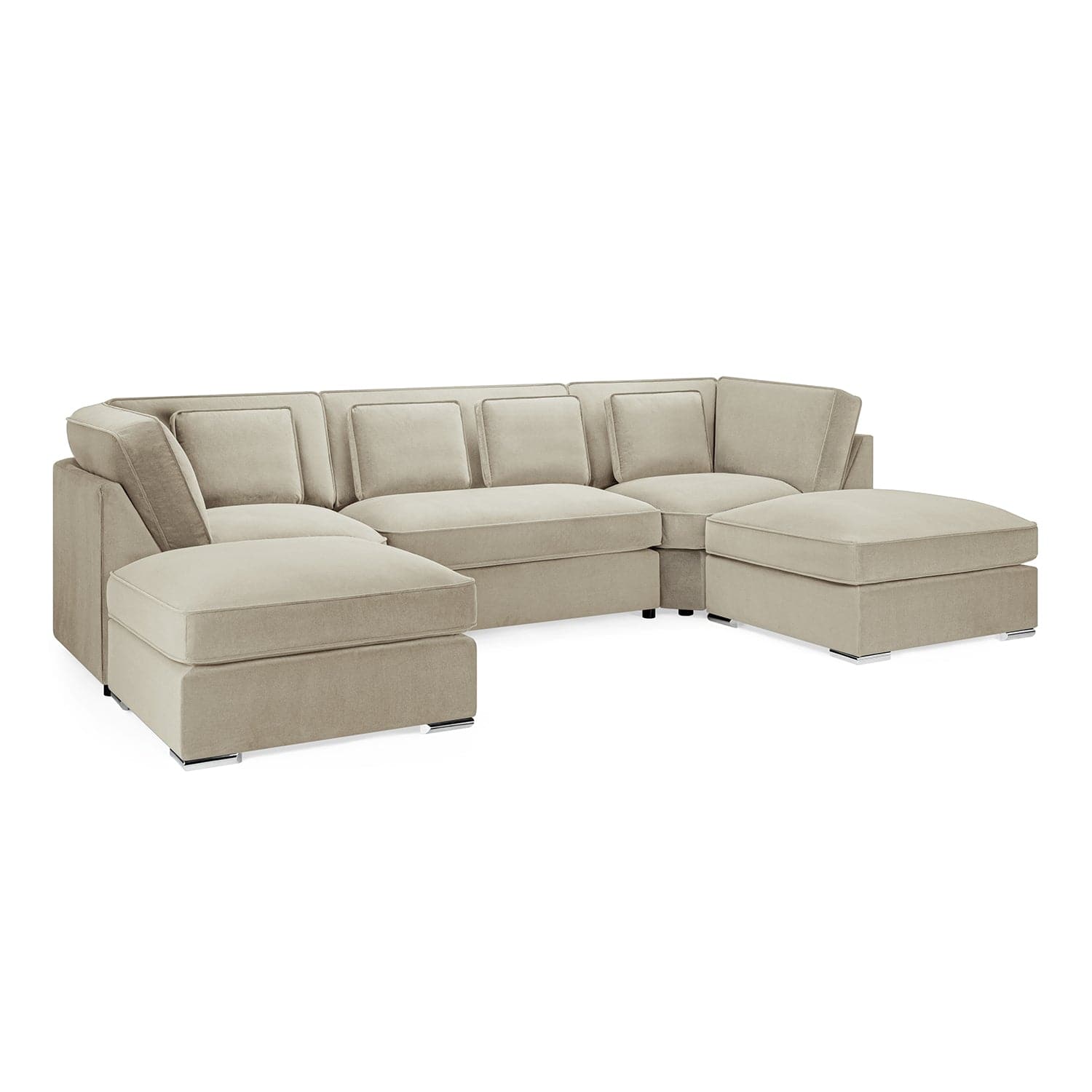 Kingsbury u shape corner sofa in beige - front view (7022229782592)