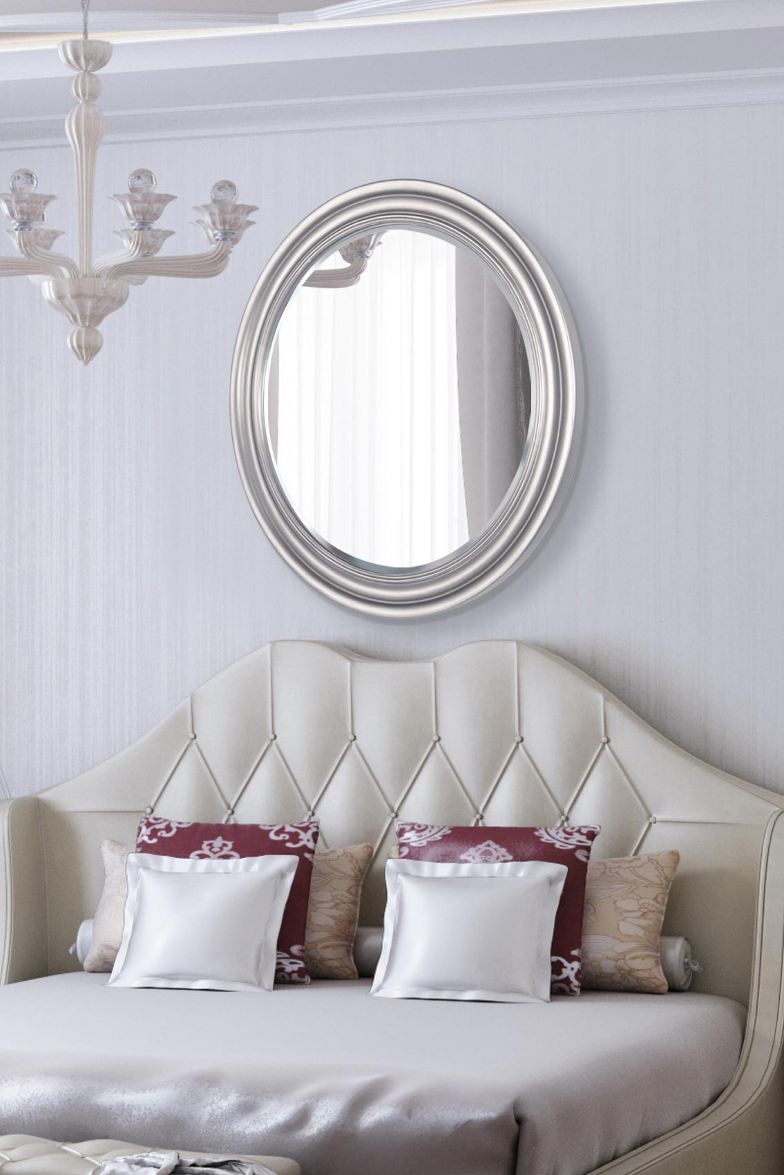Melbury Silver Elegant Modern Bevelled Round Mirror 96 x 96 CM (15010560672122)