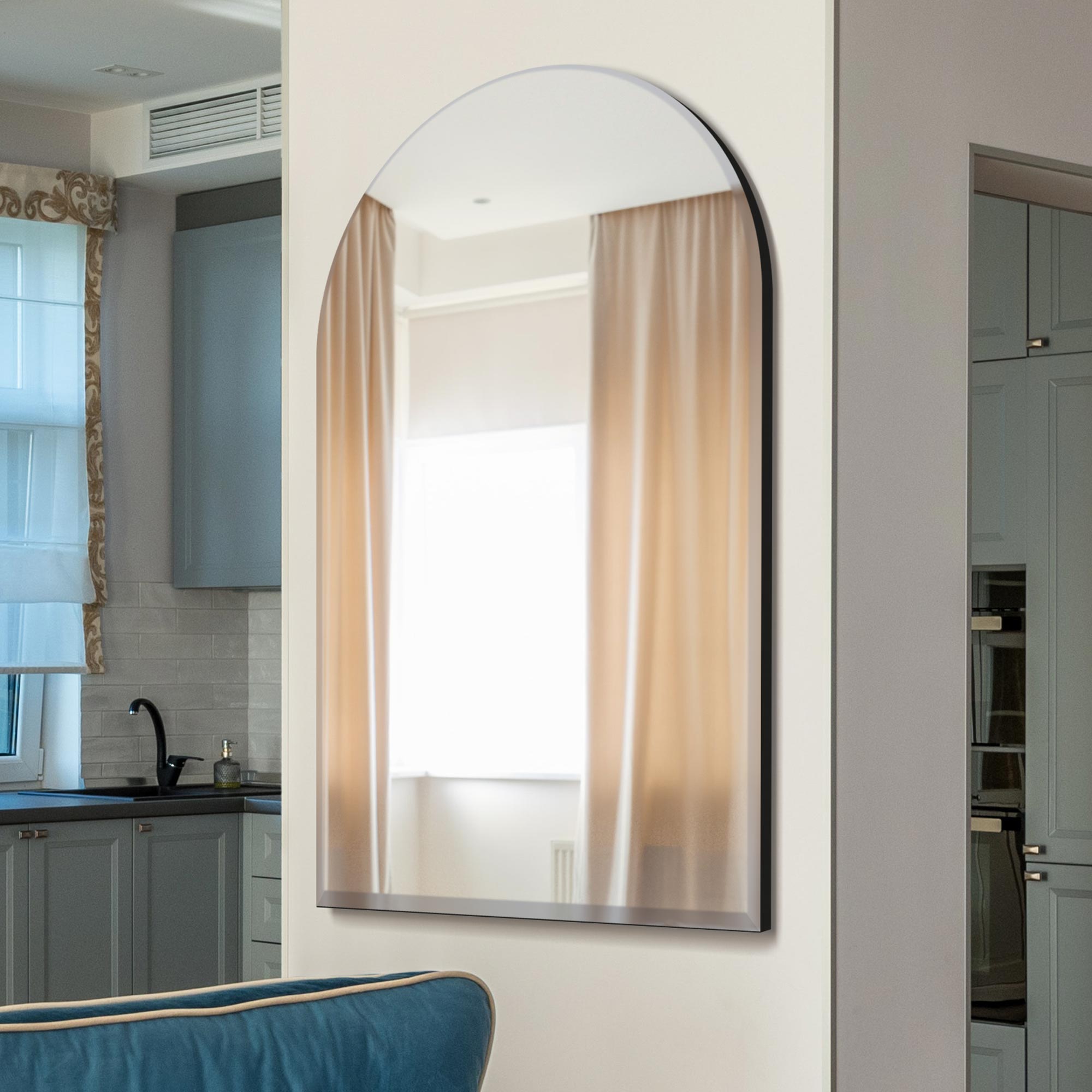 Large Arched Modern Venetian Glass Frame Wall Mirror 2Ft7 X 3Ft11 80cm X 120cm (15010564866426)