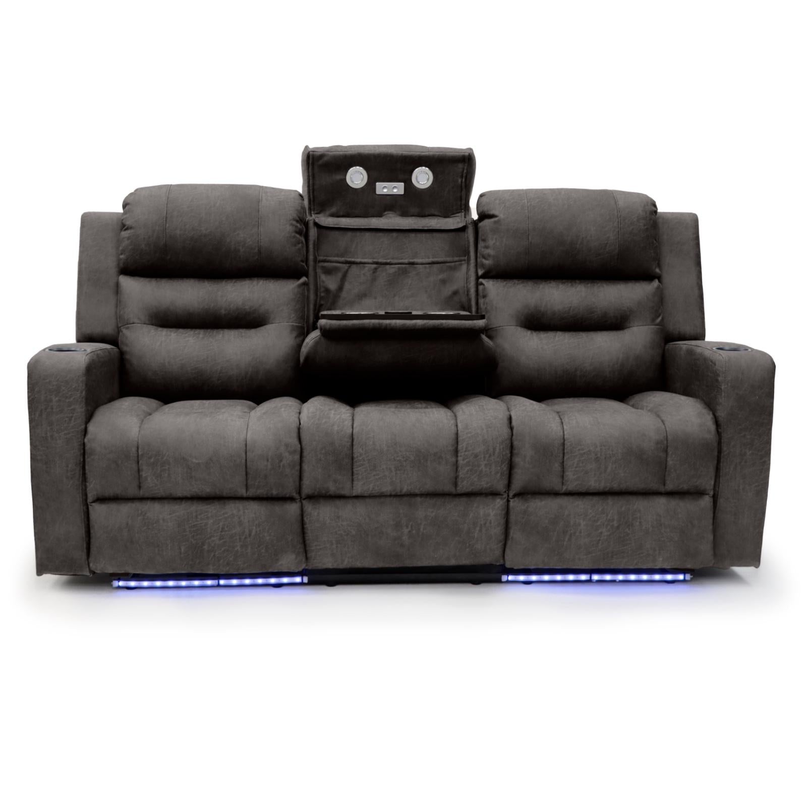 Leo Tech Brown 3 Seater Recliner Sofa,2 (15320508301690)