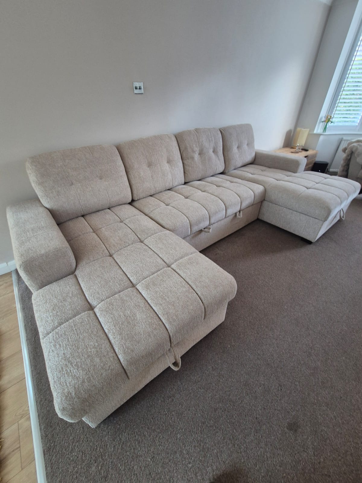 Amalfi U Shape Sofa Bed in Beige
