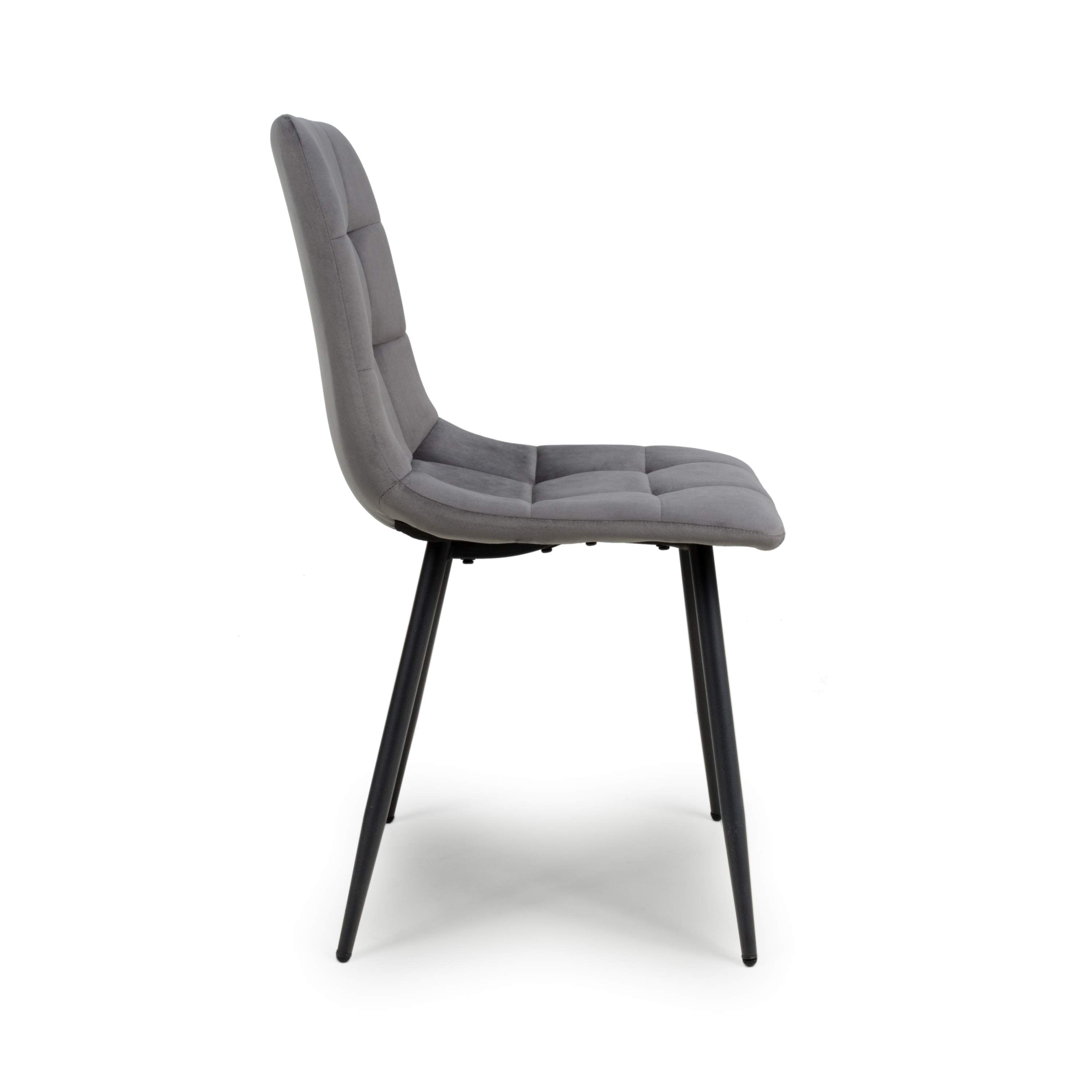 Loft Brushed Velvet Grey Dining Chair -  side view 2 (7033887326272)