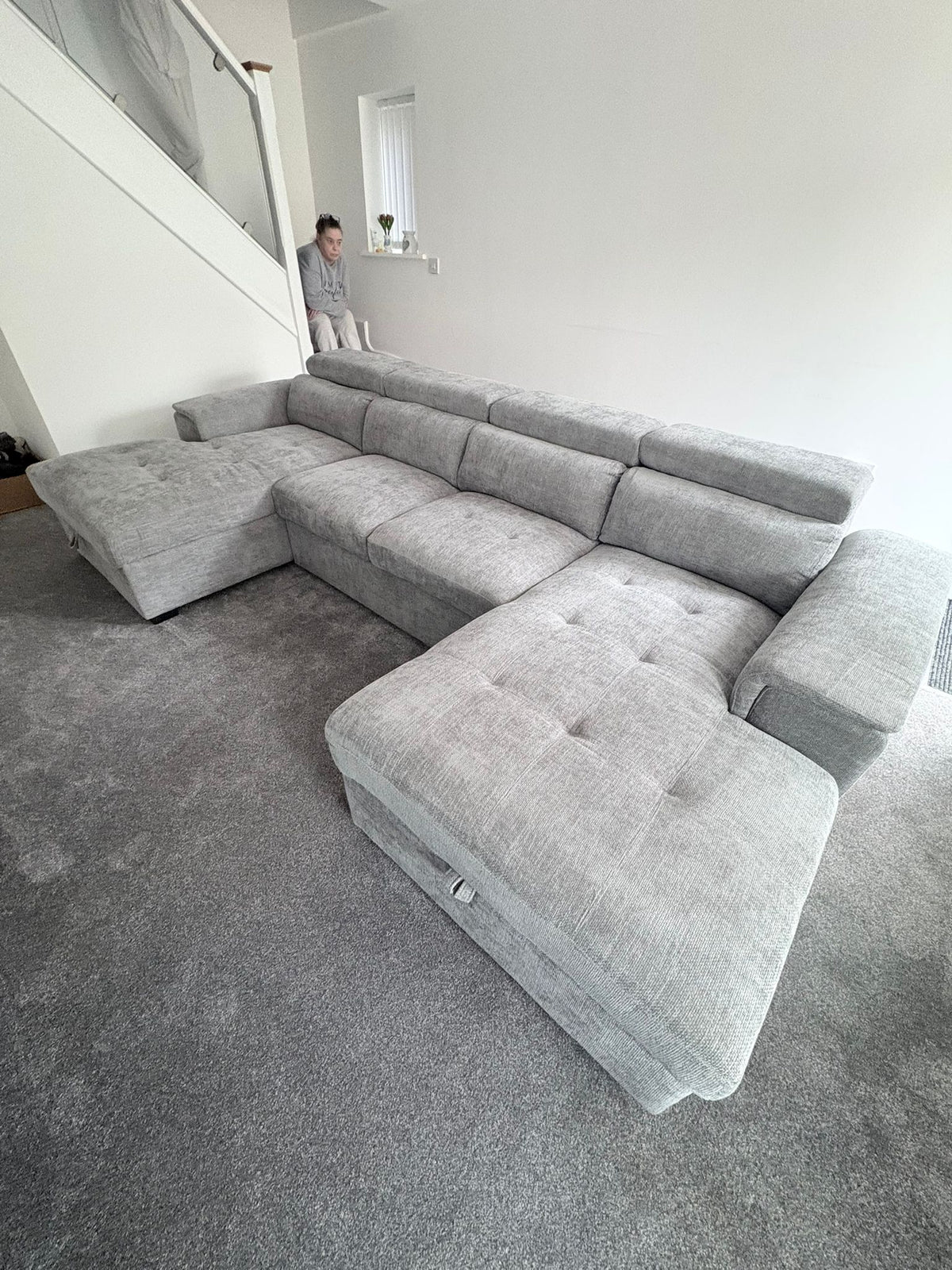 Luna U Shape Corner Sofabed Grey