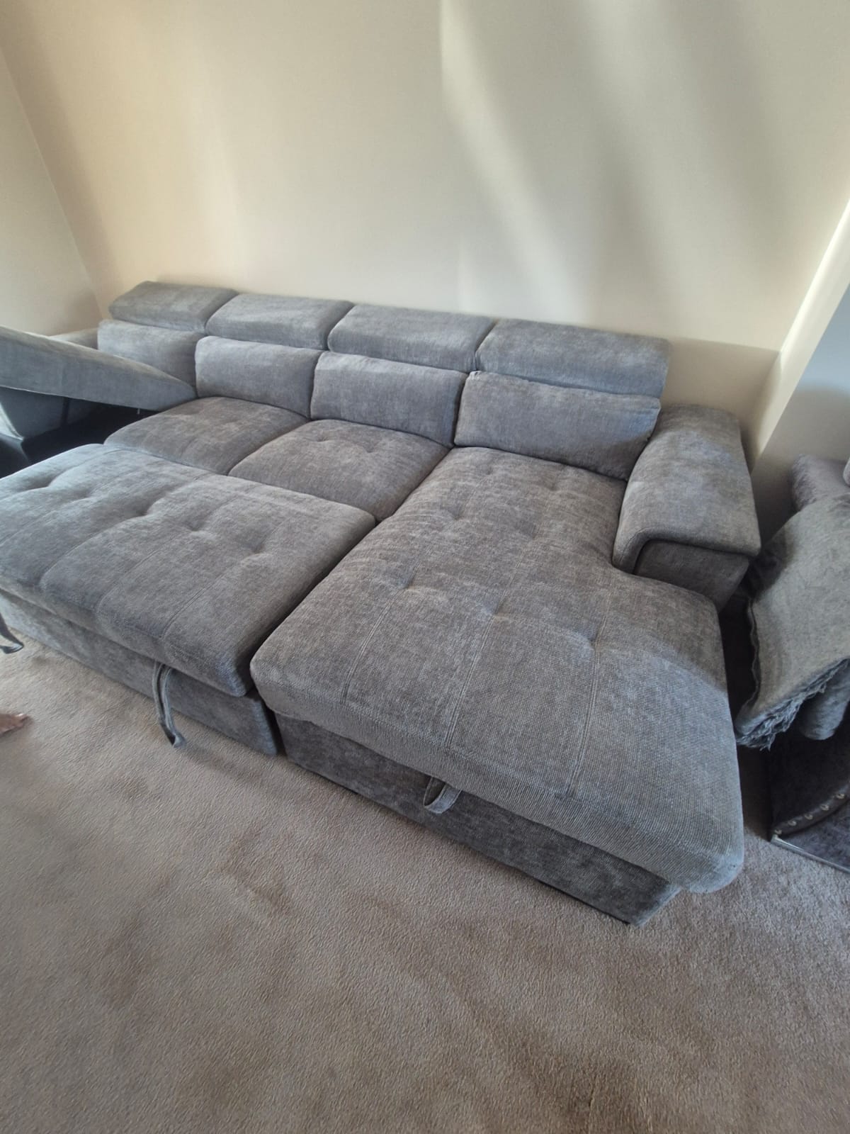 Luna U Shape Corner Sofabed Grey
