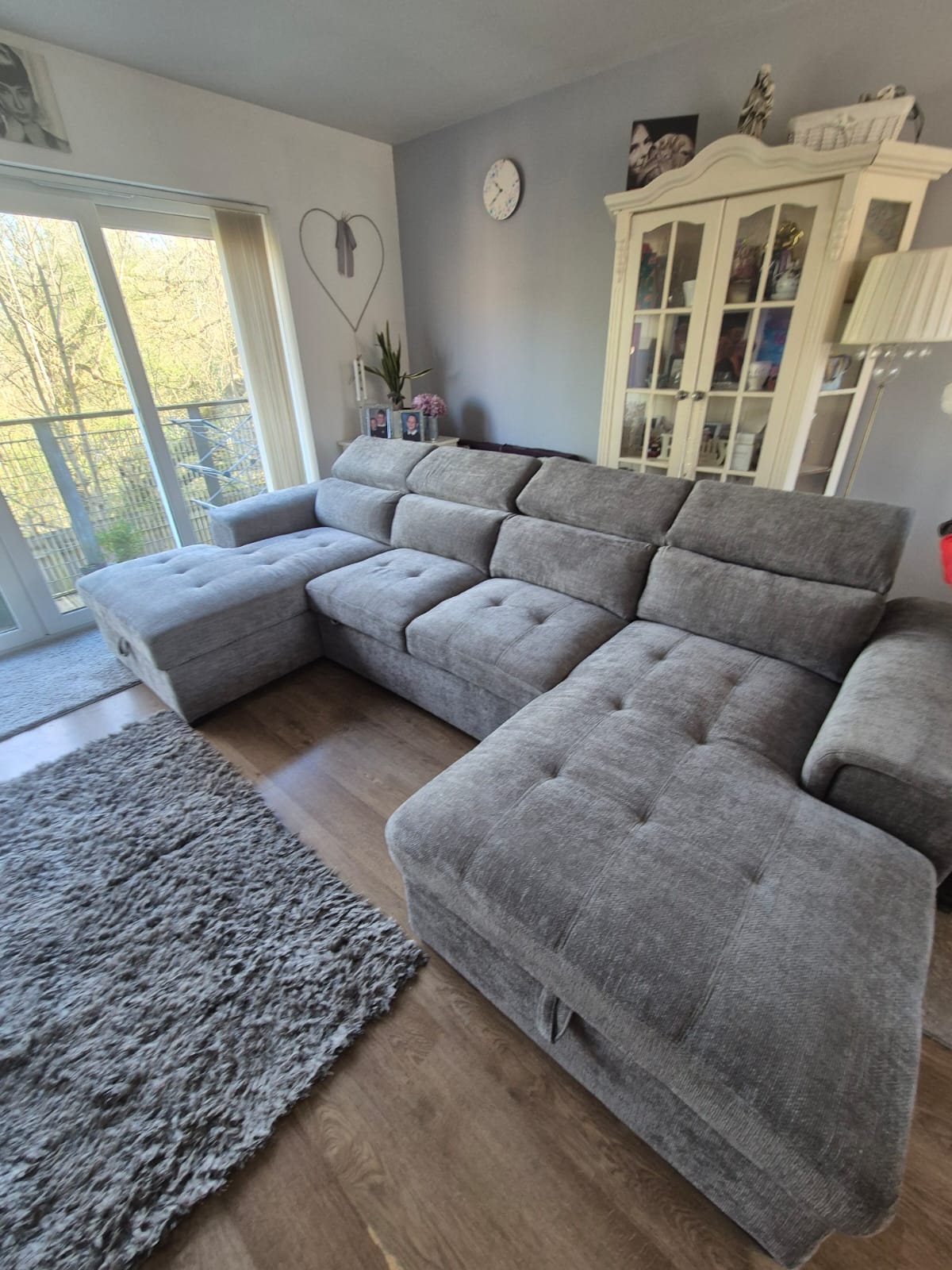 Luna U Shape Corner Sofabed Grey