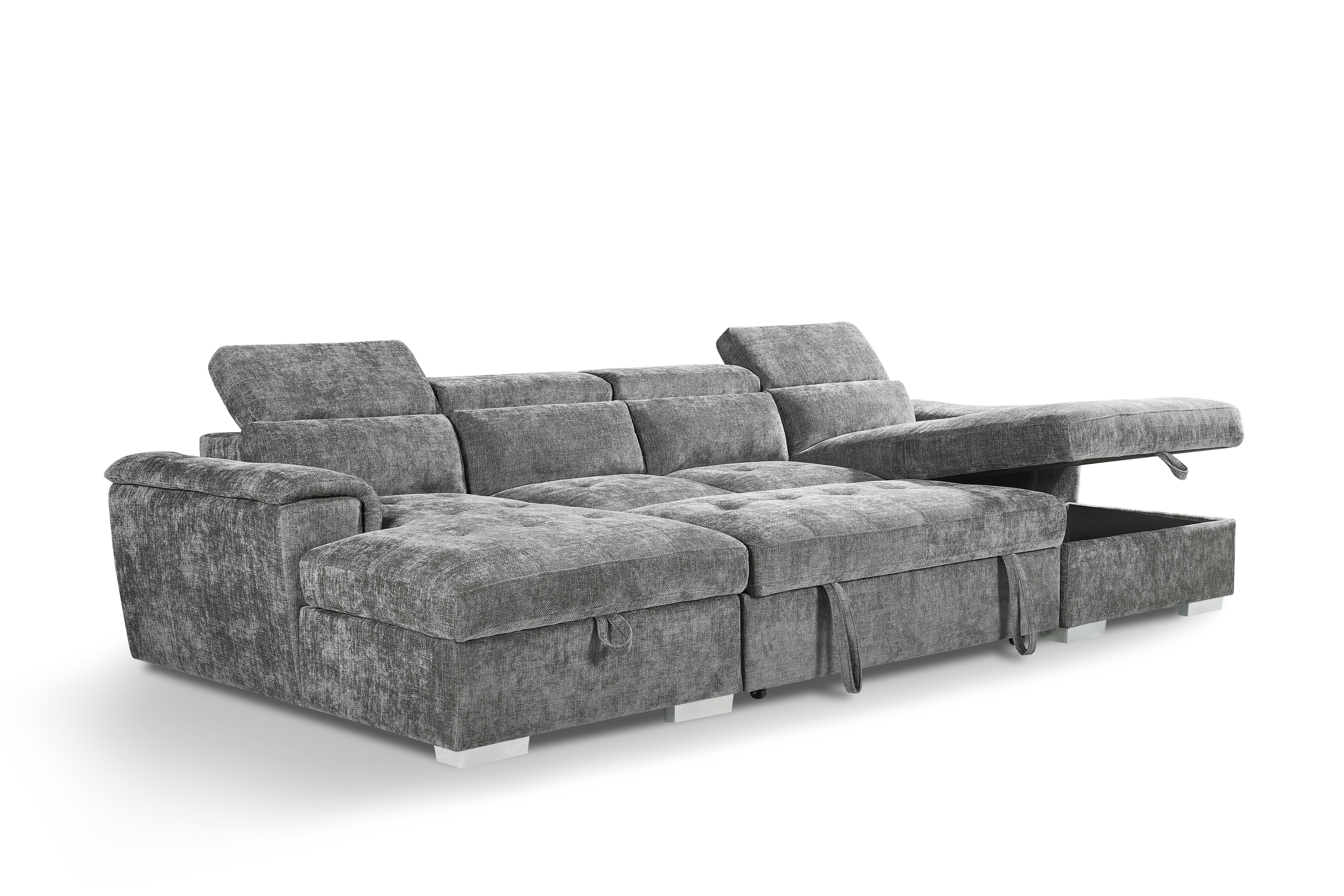 Luna U Shape Corner Sofabed - reclining view
