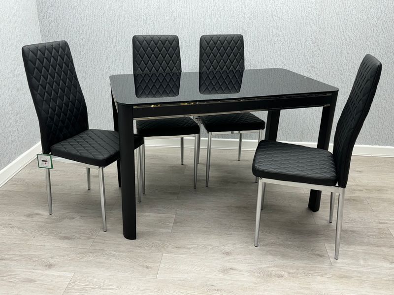Monaco Black Dining Set with 4 California Black Chairs (15294078353786)
