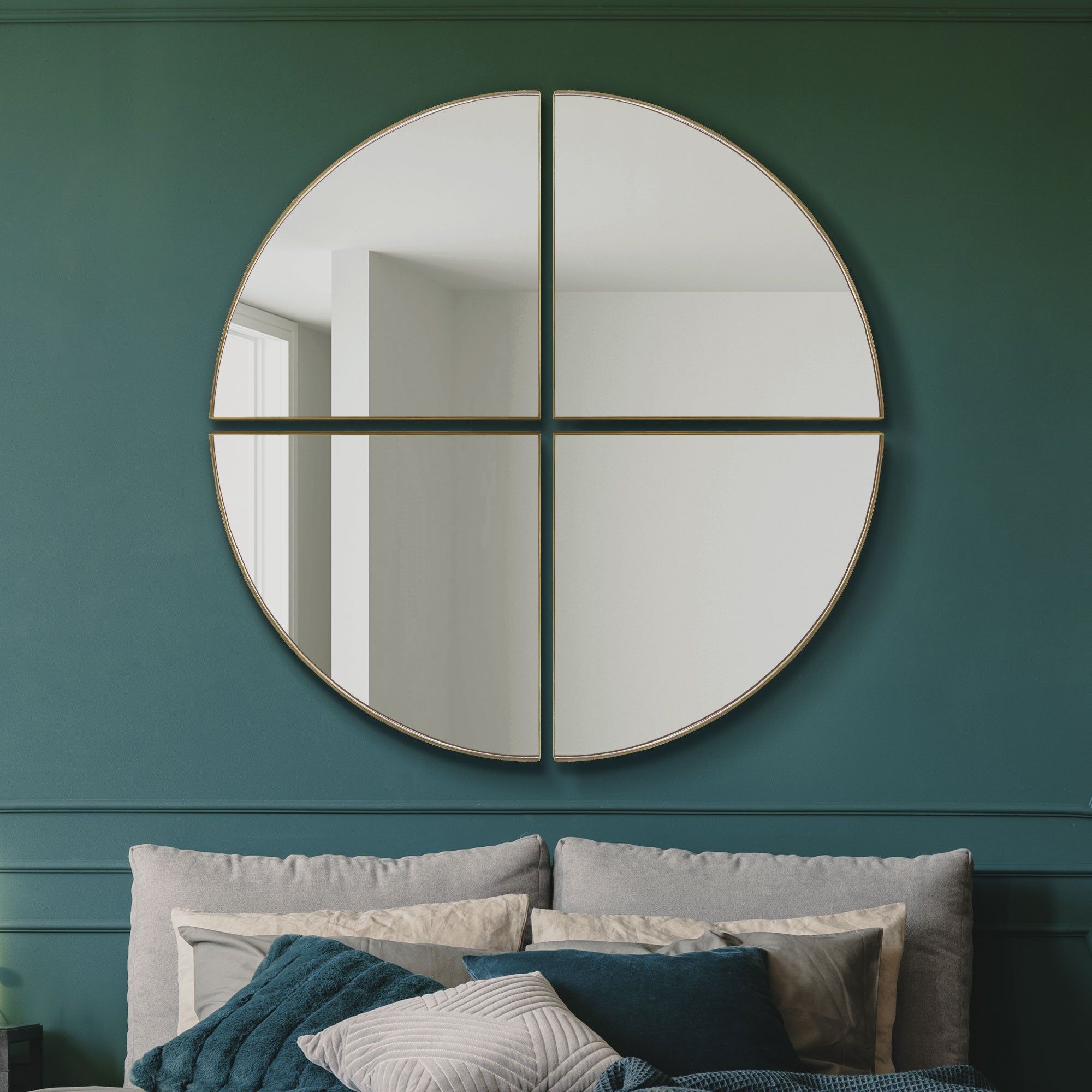 The Quadrants - New Gold XL Circular Metal Wall Mirror Made up of 4 Parts 54" X 54" (140 x 140CM) (15010561720698)