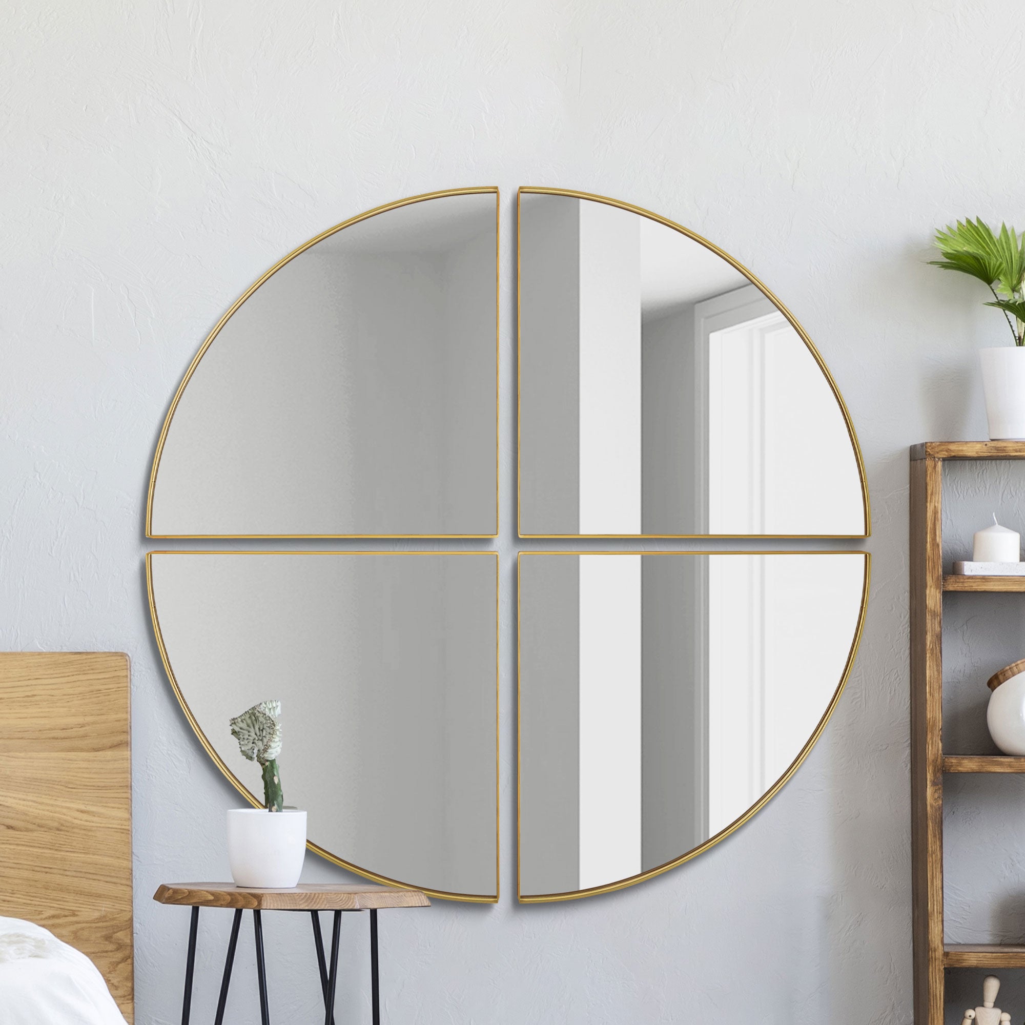The Quadrants - New Gold XL Circular Metal Wall Mirror Made up of 4 Parts 70" X 70" (180 x 180CM) (15010561786234)