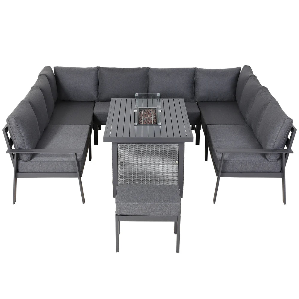 Cadiz U Shape Sofa Set with Firepit Table - AMC Furniture