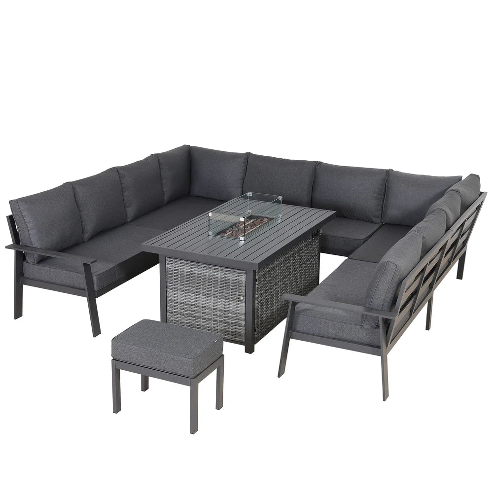 Cadiz U Shape Sofa Set with Firepit Table - AMC Furniture