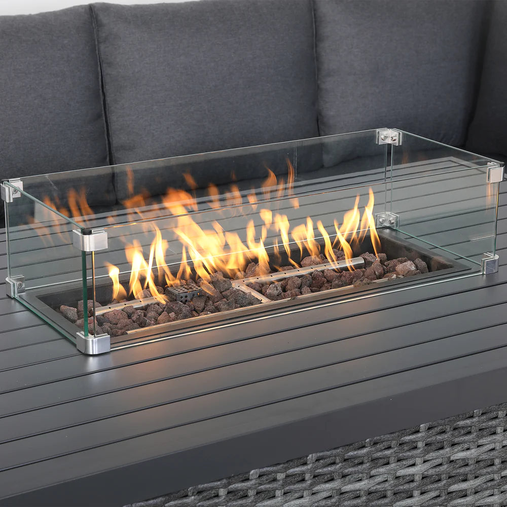 Cadiz Large Corner Dining Set with Firepit Table (Right Hand) - AMC Furniture