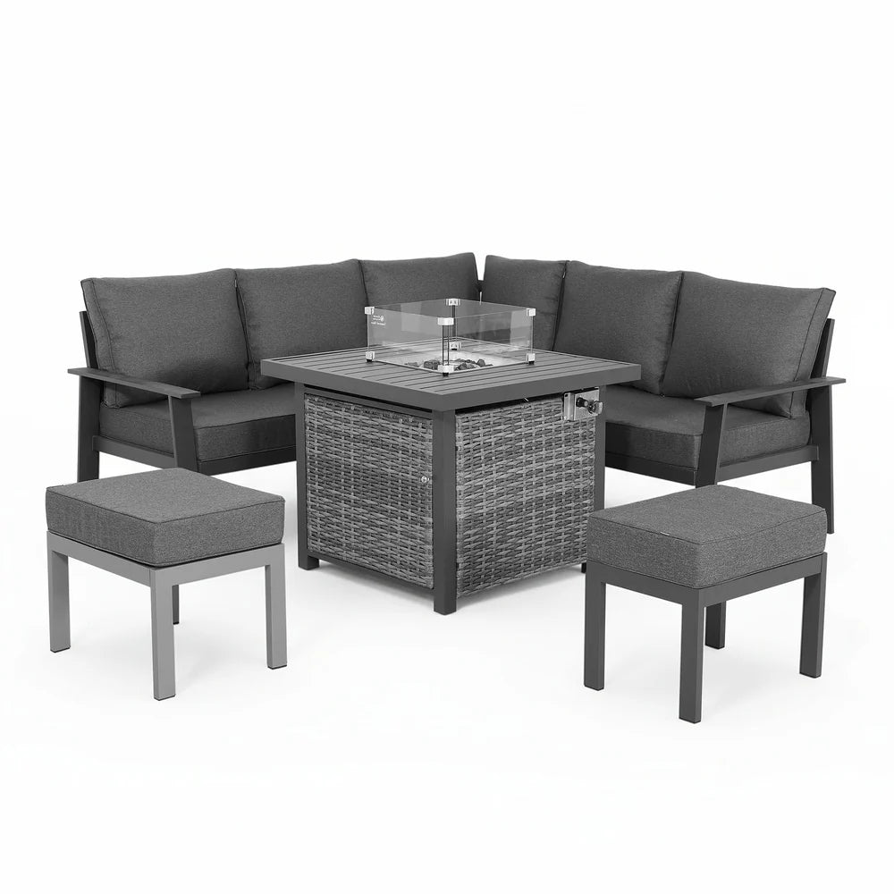 Cadiz Equal Corner Dining Set with Firepit Table