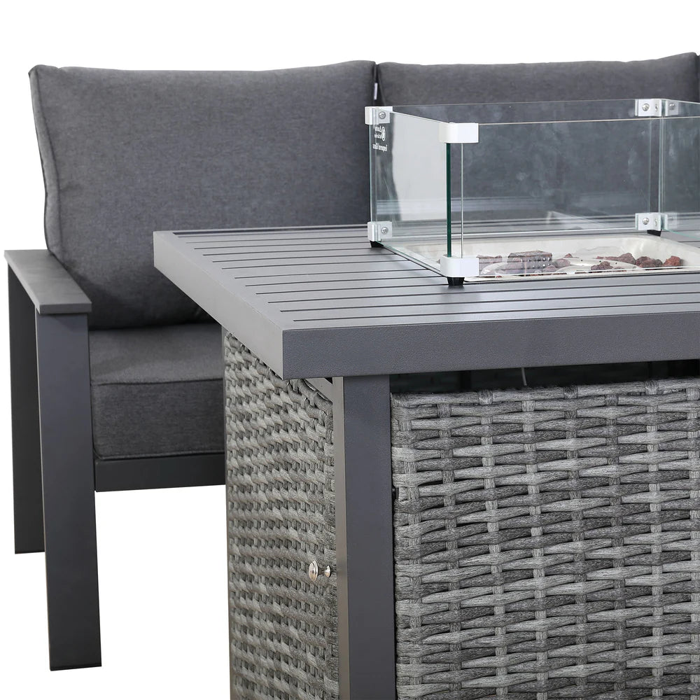 Cadiz Equal Corner Dining Set with Firepit Table