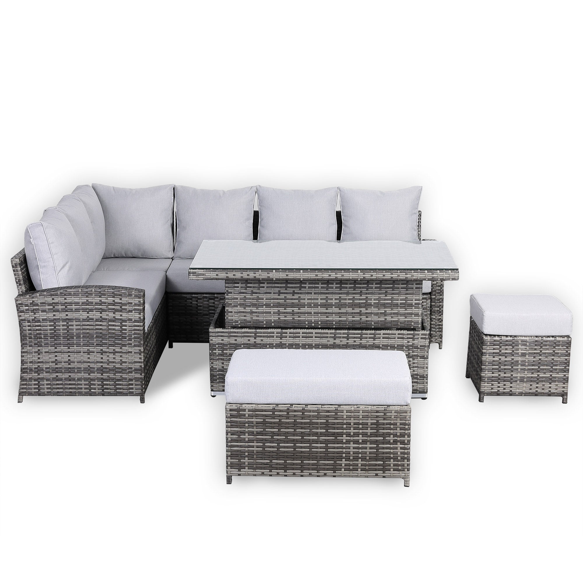Sorrento Corner Dining Set in Rustic Grey (Left Hand) - AMC Furniture