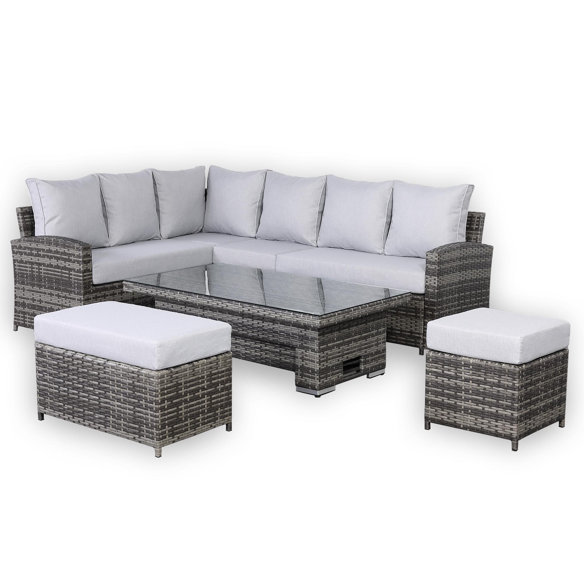 Sorrento Corner Dining Set in Rustic Grey (Left Hand) - AMC Furniture
