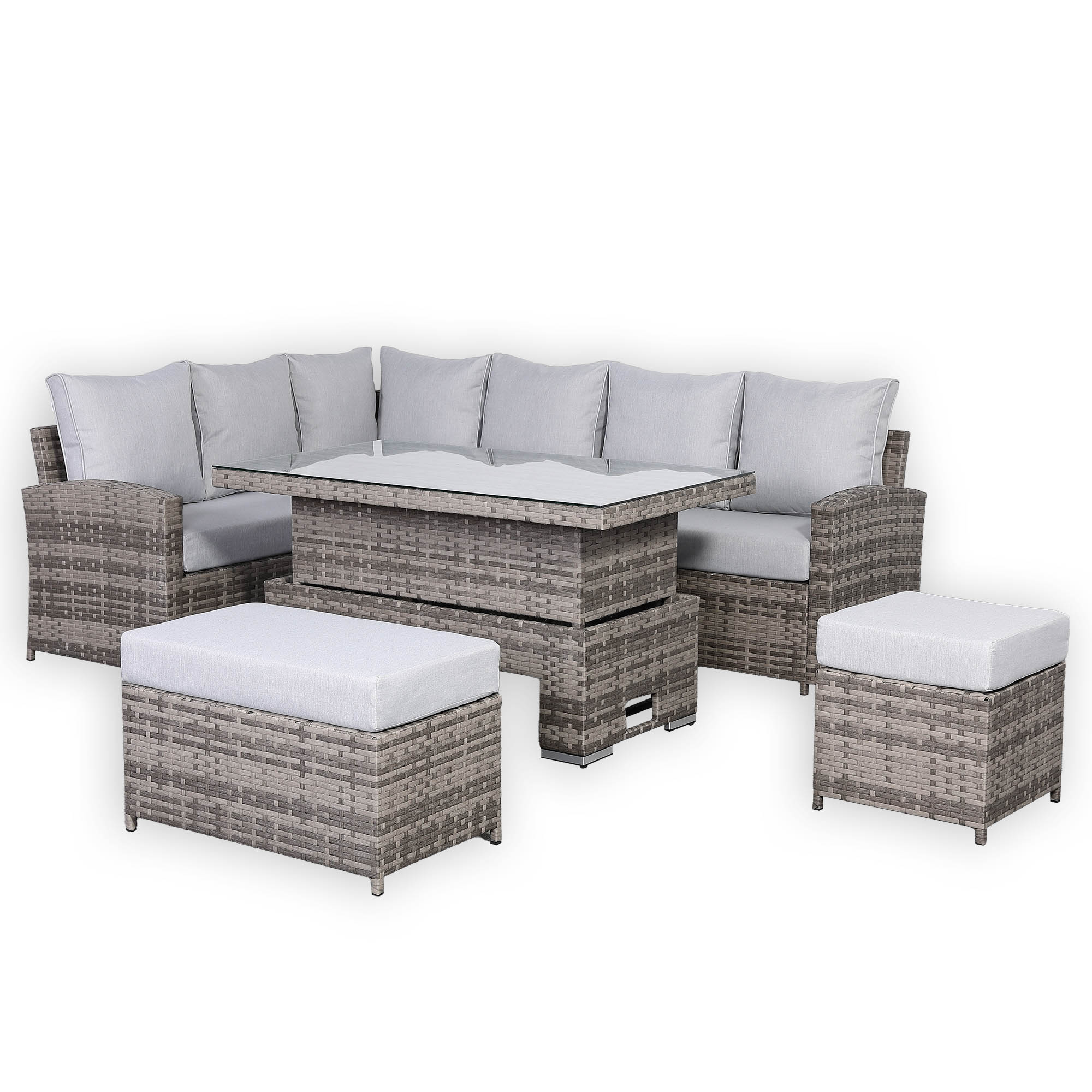 Sorrento Corner Dining Set with Rising Table in Mixed Grey - AMC Furniture