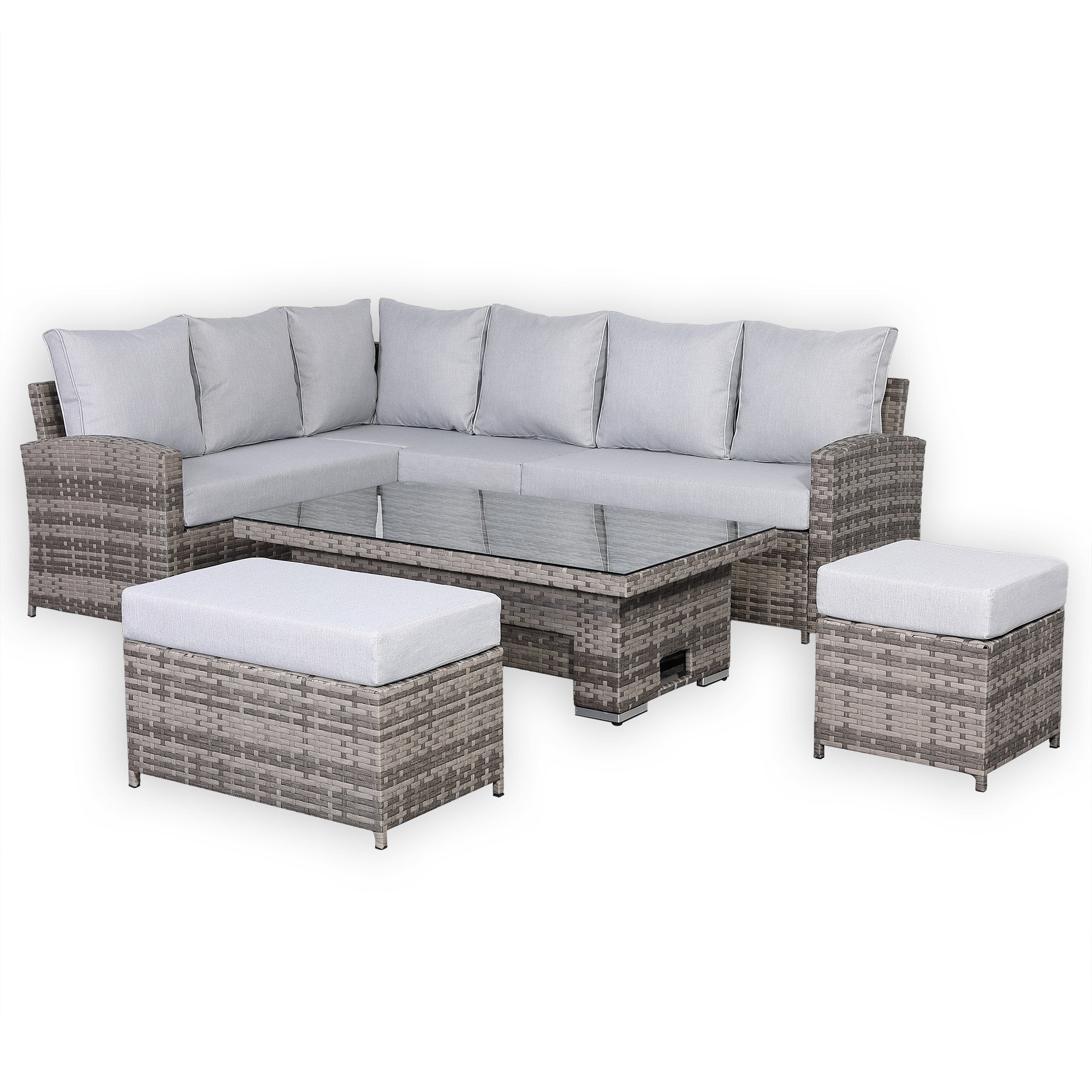 Sorrento Corner Dining Set with Rising Table in Mixed Grey - AMC Furniture