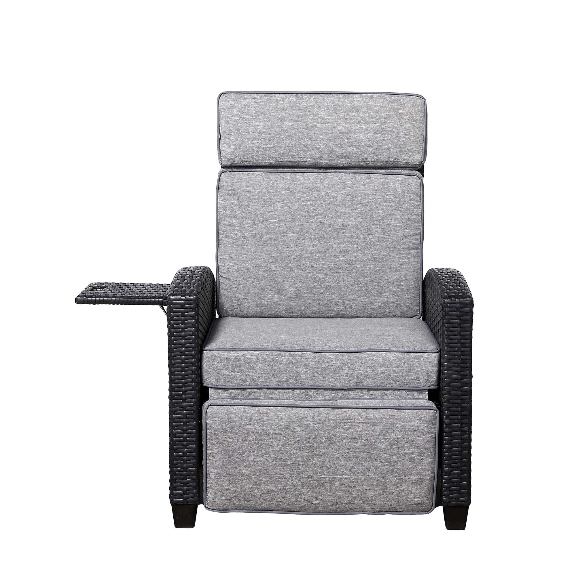 Pair of Catalina Reclining Armchairs with Flip Table in Black - AMC Furniture