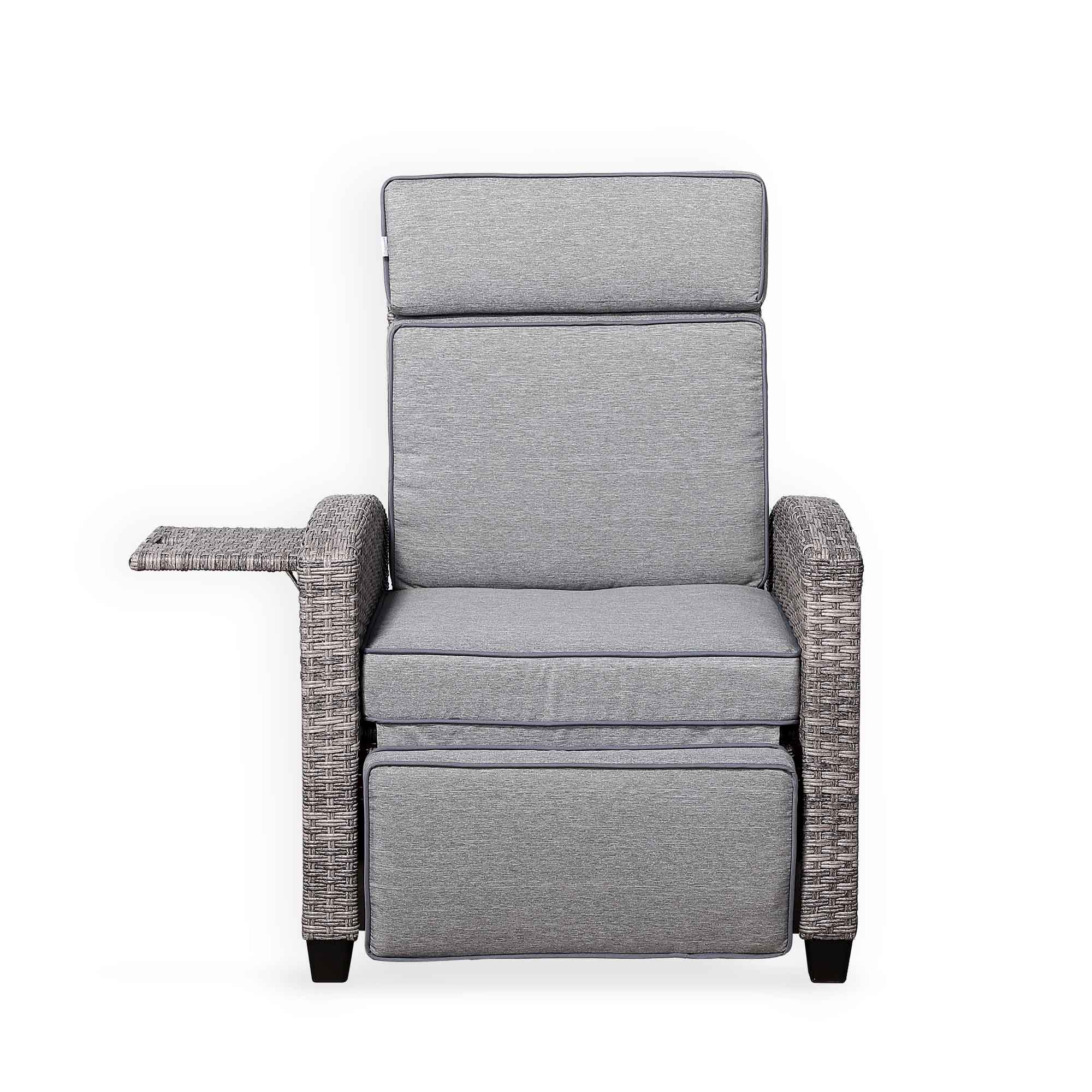 Catalina Reclining Armchair with Flip Table in Grey - AMC Furniture