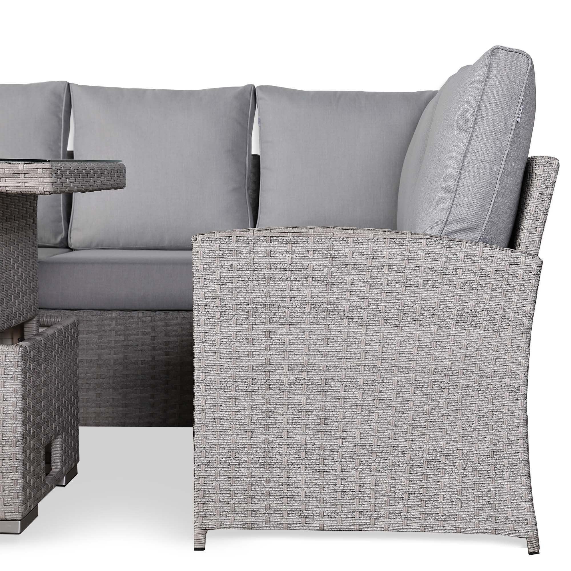 Sorrento Large Corner Dining Set RH Light Grey - AMC Furniture