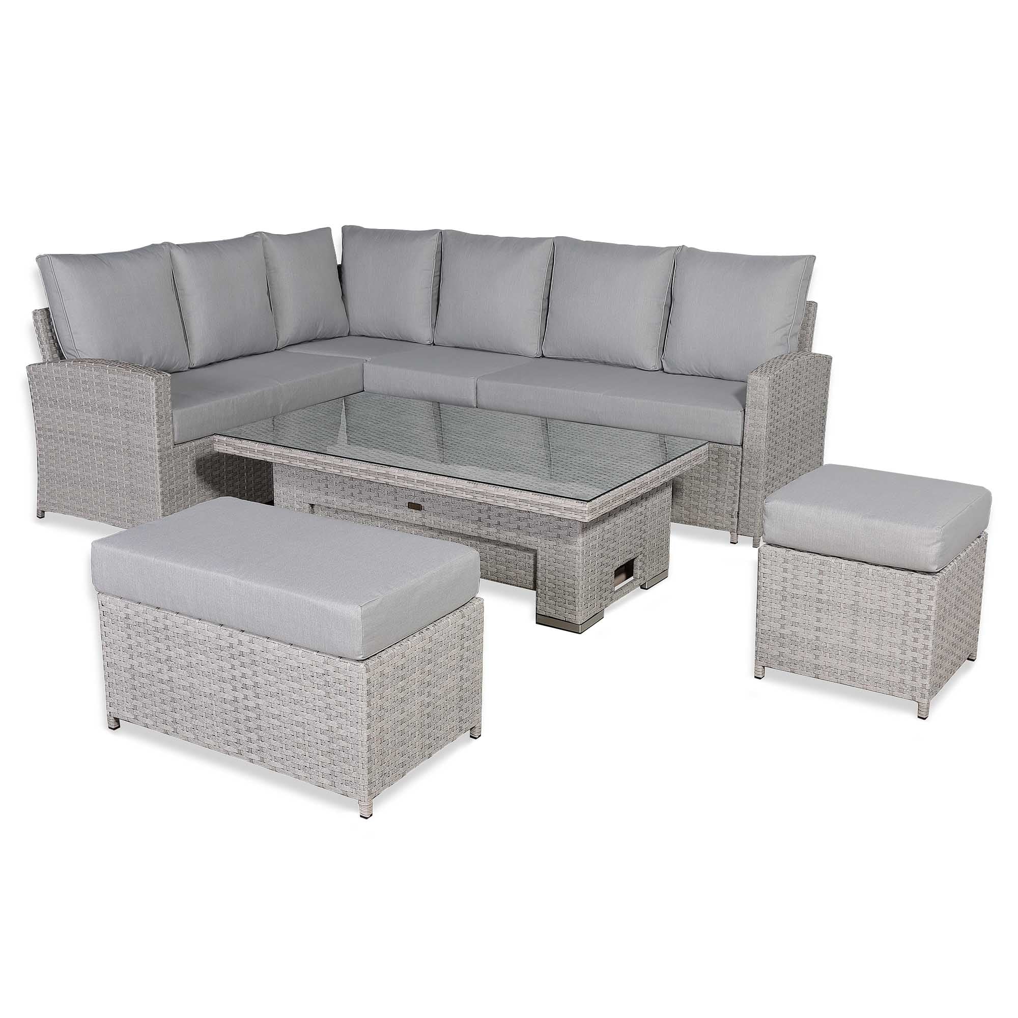 Sorrento Large Corner Dining Set LH Light Grey - AMC Furniture
