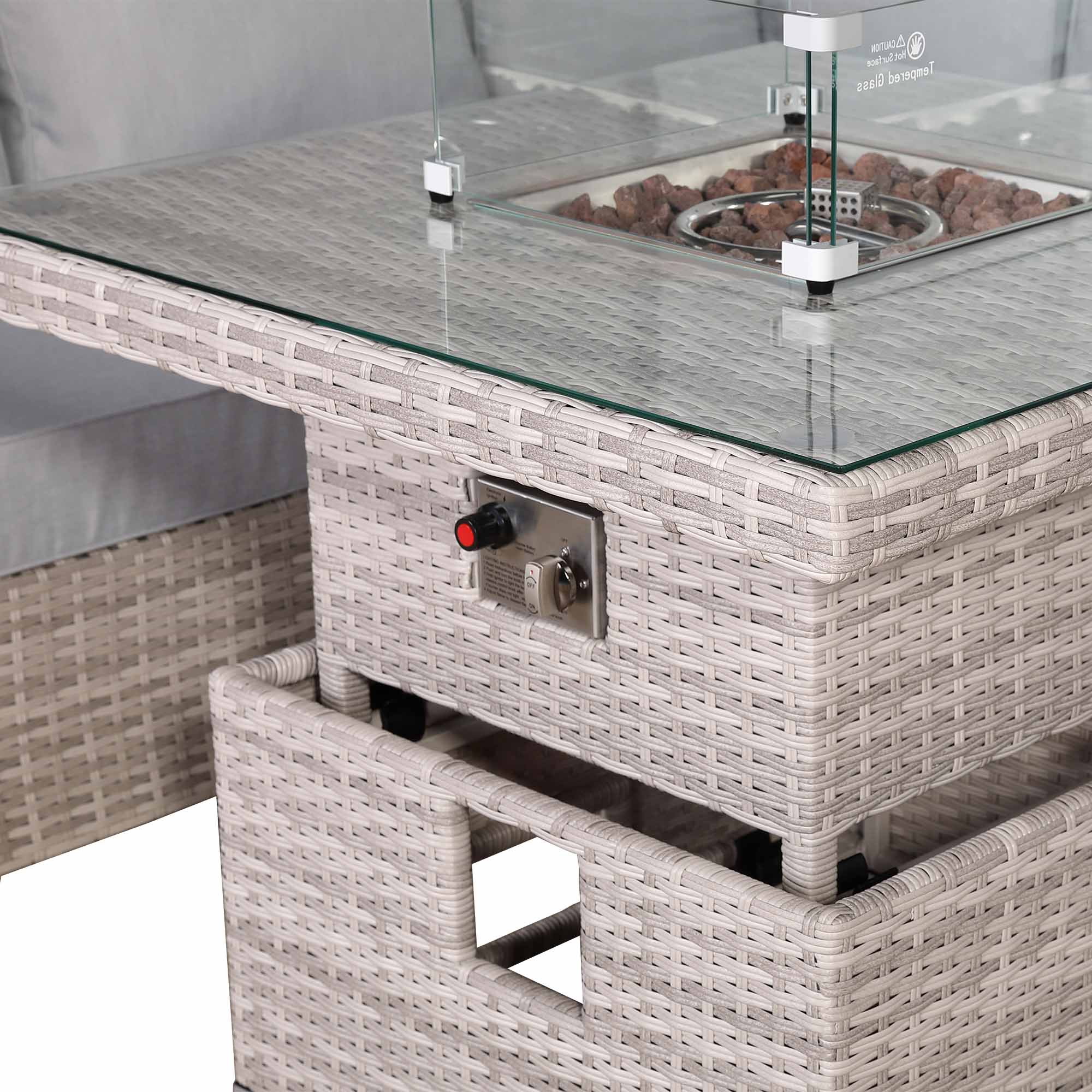 Santorini Square Rising Set with Firepit - AMC Furniture