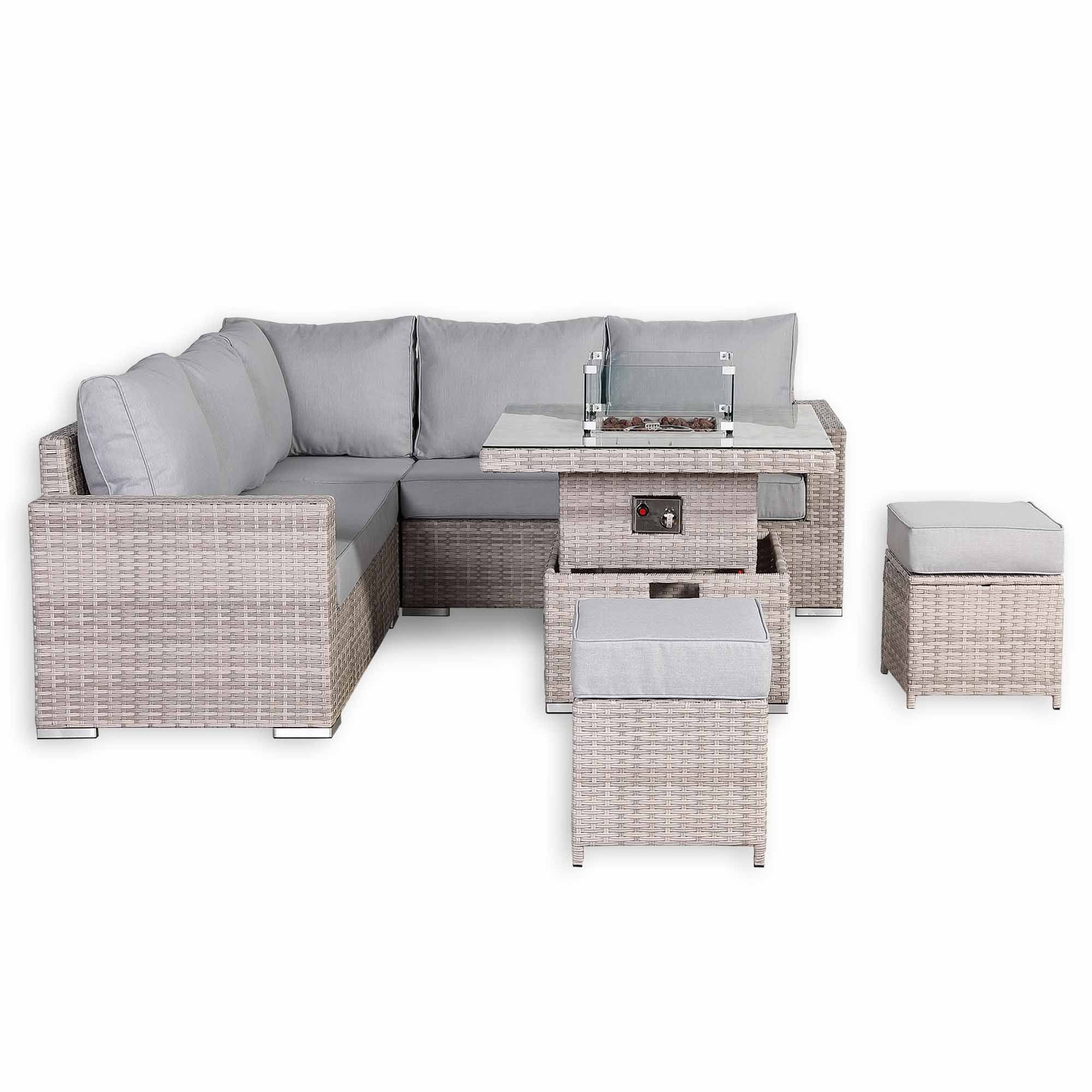 Santorini Square Rising Set with Firepit - AMC Furniture