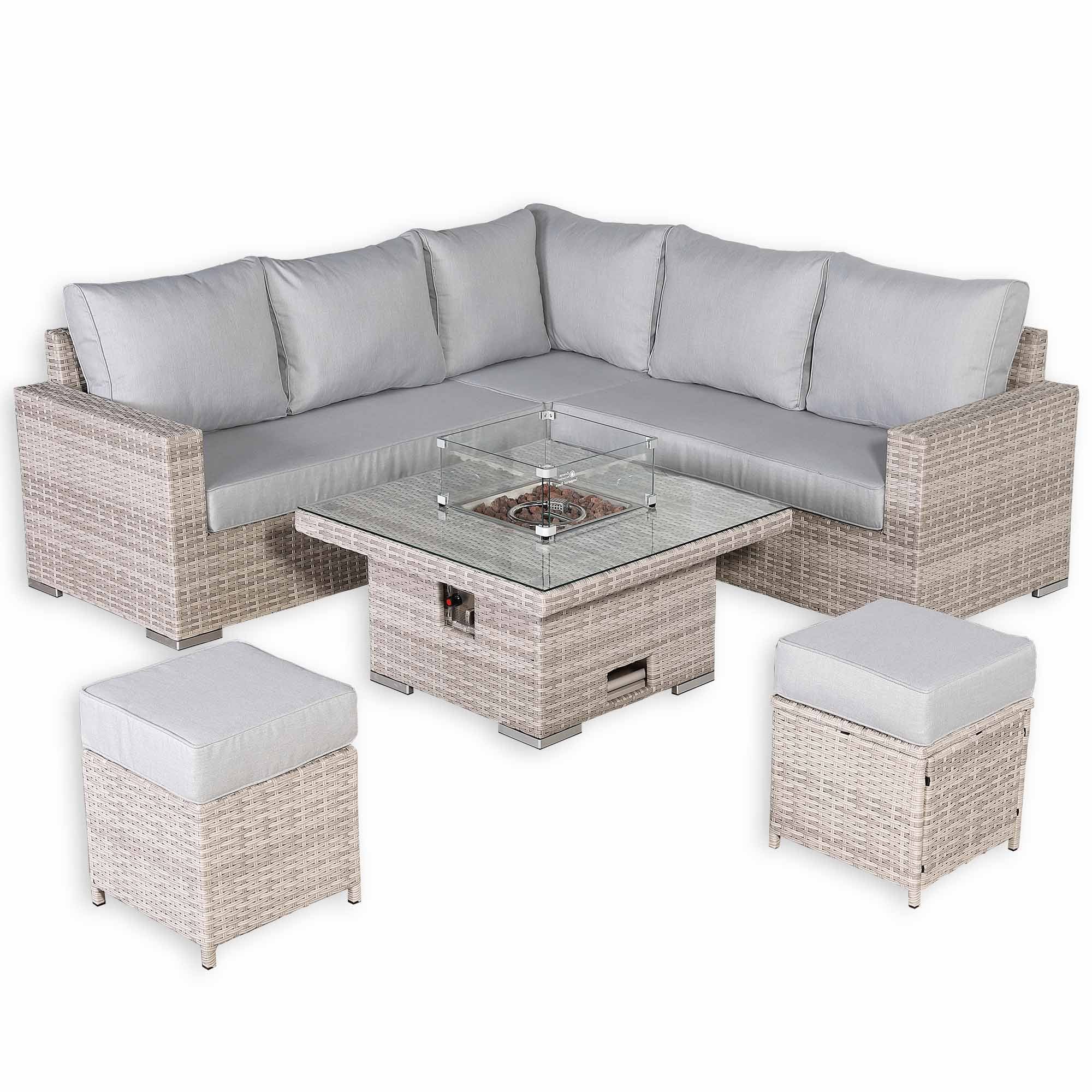Santorini Square Rising Set with Firepit - AMC Furniture