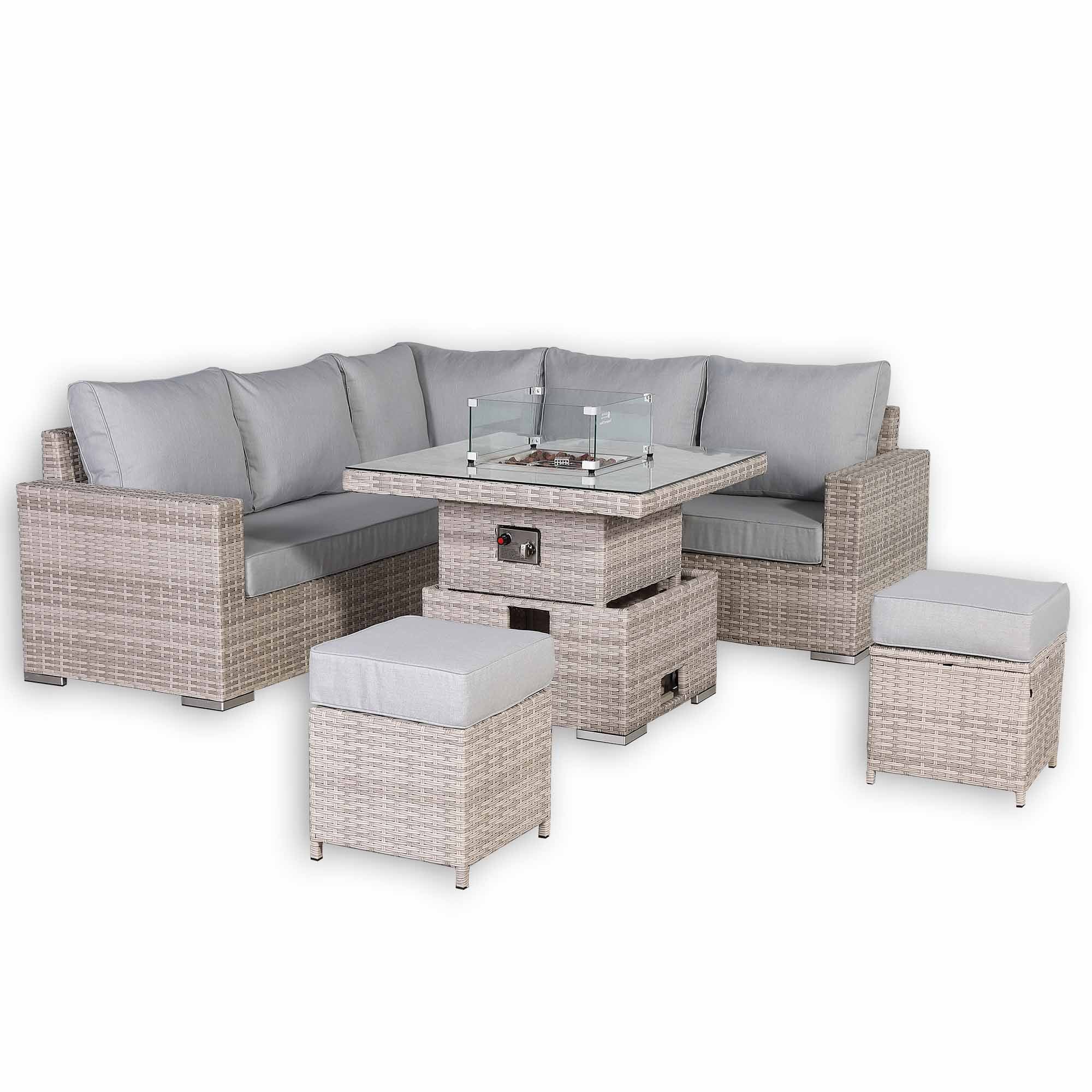 Santorini Square Rising Set with Firepit - AMC Furniture