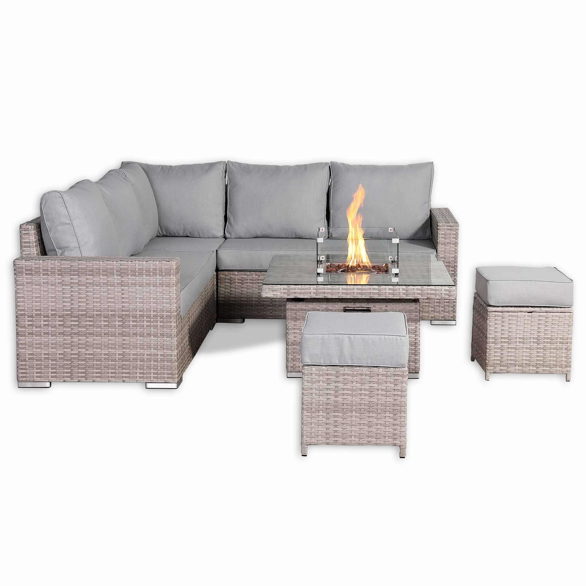 Santorini Square Rising Set with Firepit - AMC Furniture