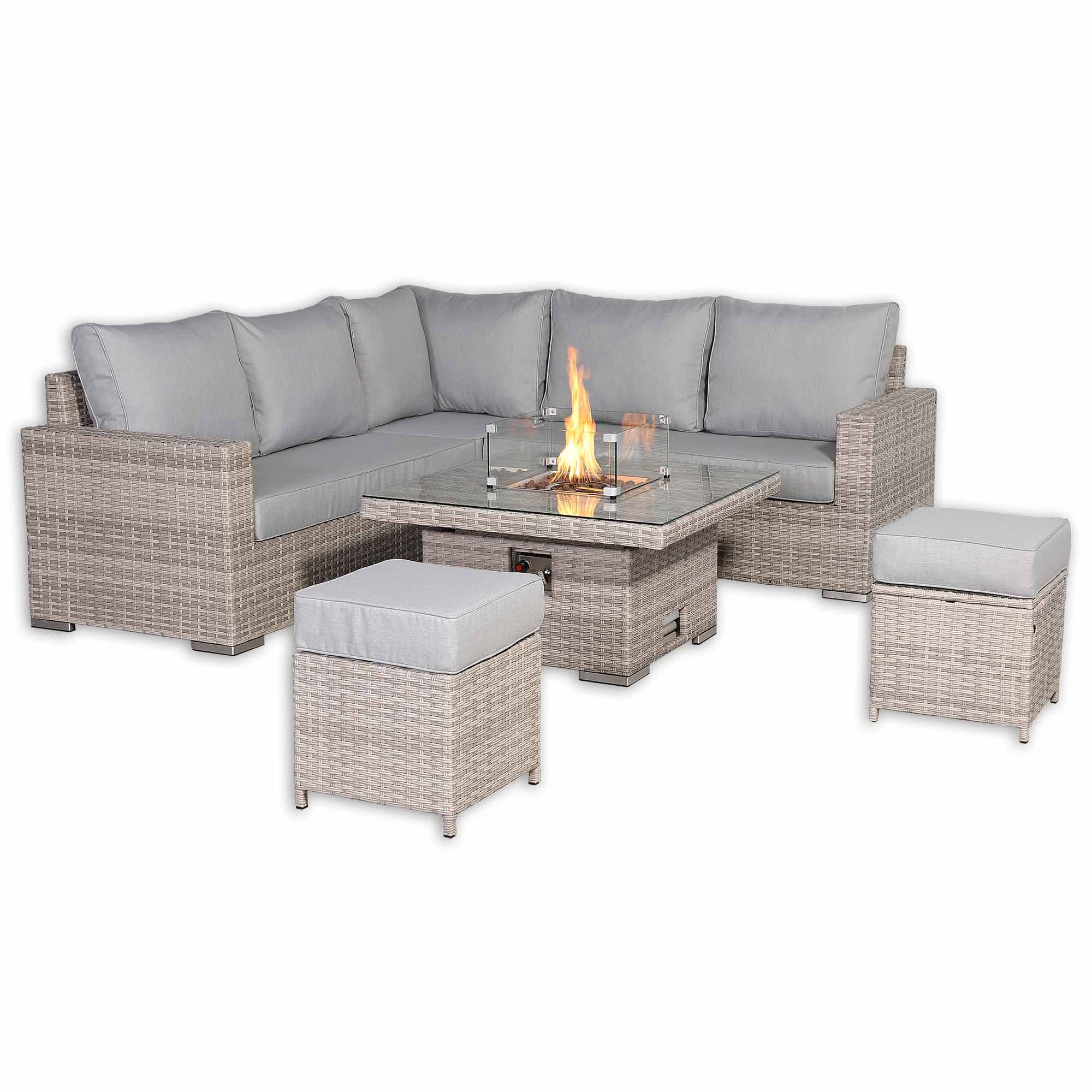 Santorini Square Rising Set with Firepit - AMC Furniture