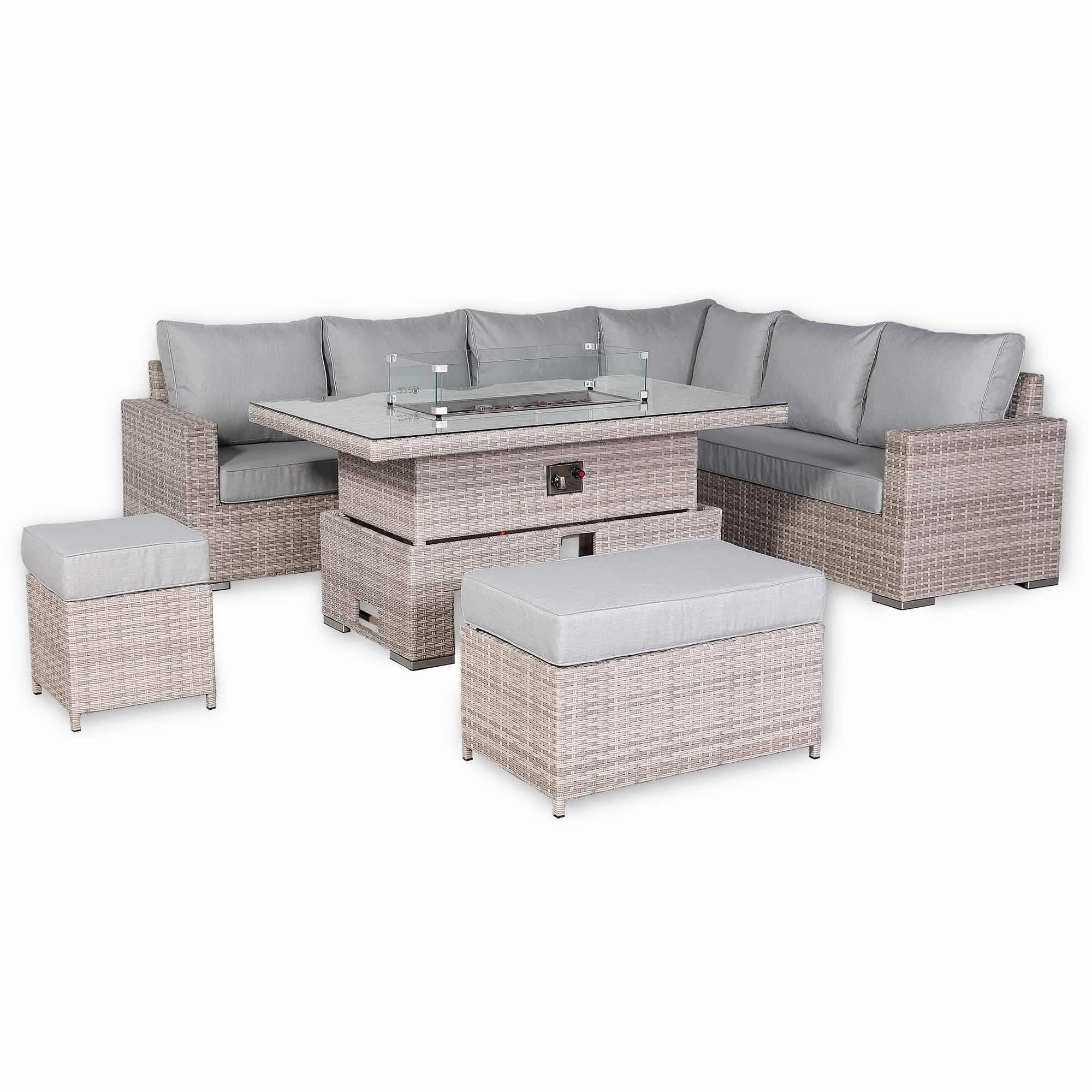 Santorini Corner Large Rising Set with Firepit RH - AMC Furniture