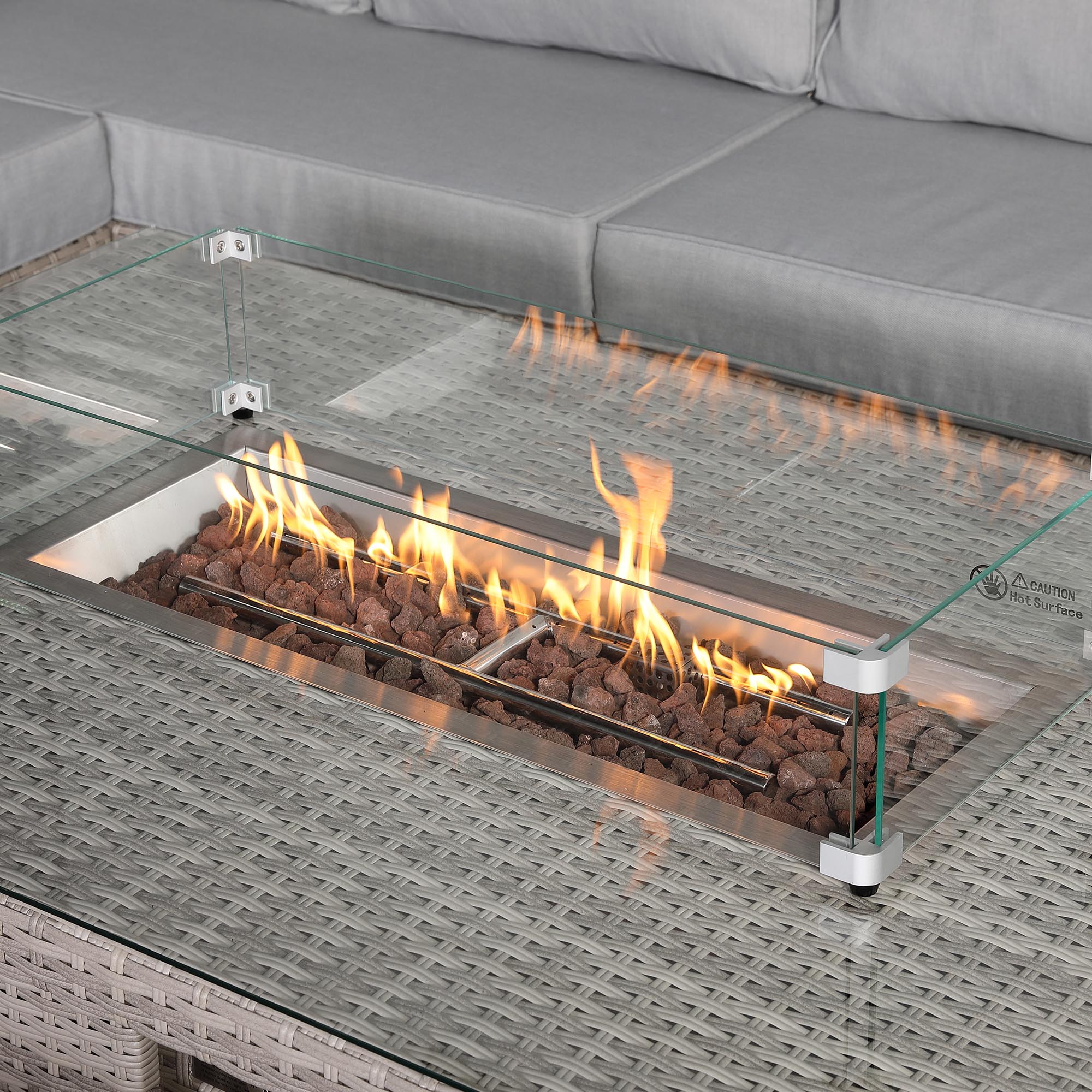 Santorini Corner Large Rising Set with Firepit RH - AMC Furniture