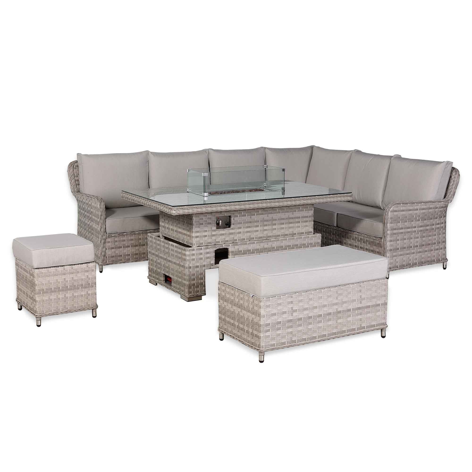 Palermo Large Right-Hand Corner Sofa Set with Rising Fire Pit Table - AMC Furniture