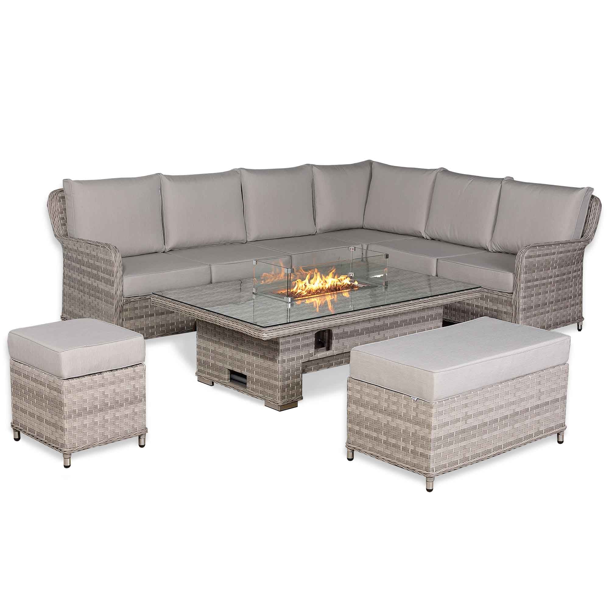 Palermo Large Right-Hand Corner Sofa Set with Rising Fire Pit Table - AMC Furniture