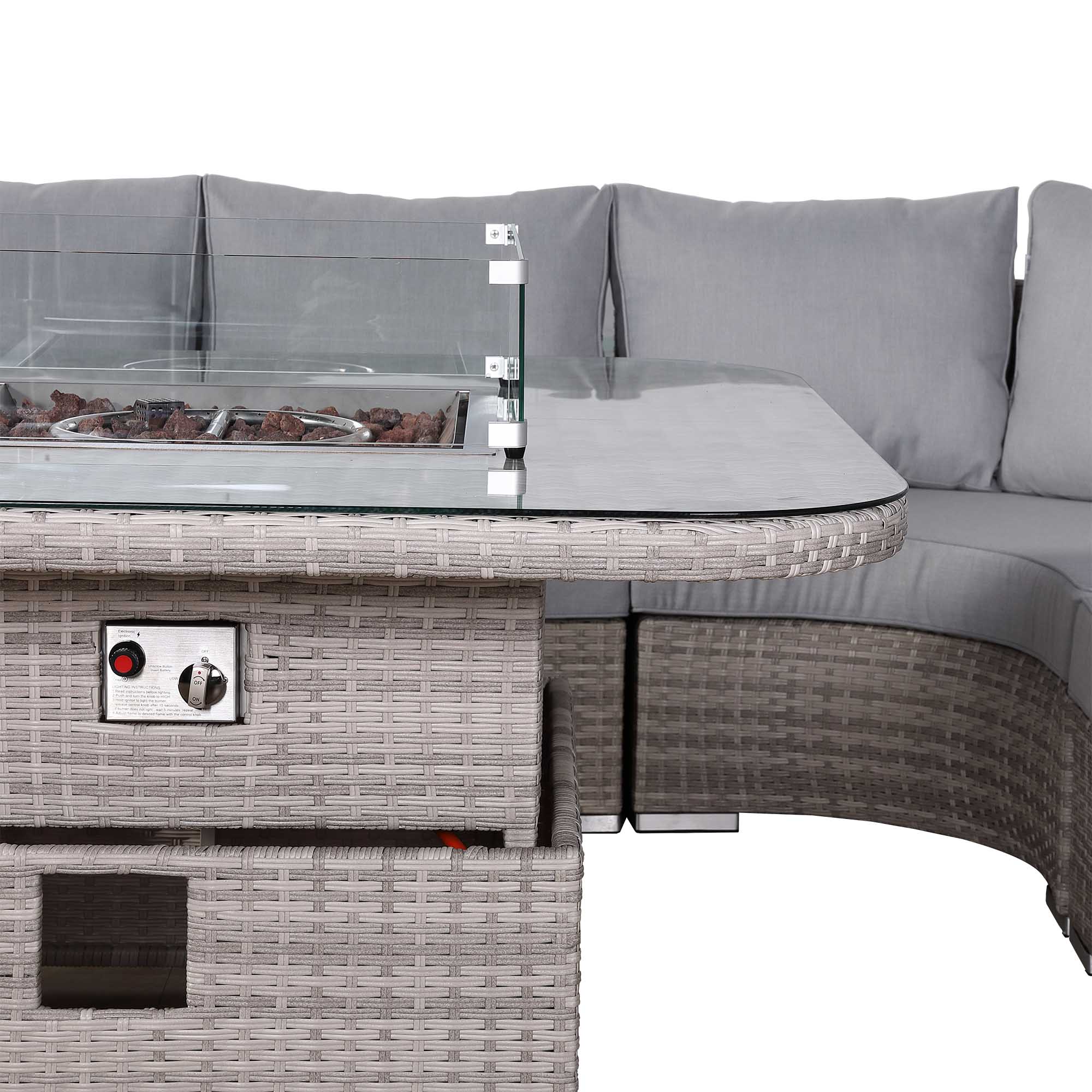 Santorini Large Equal Corner with Firepit - AMC Furniture