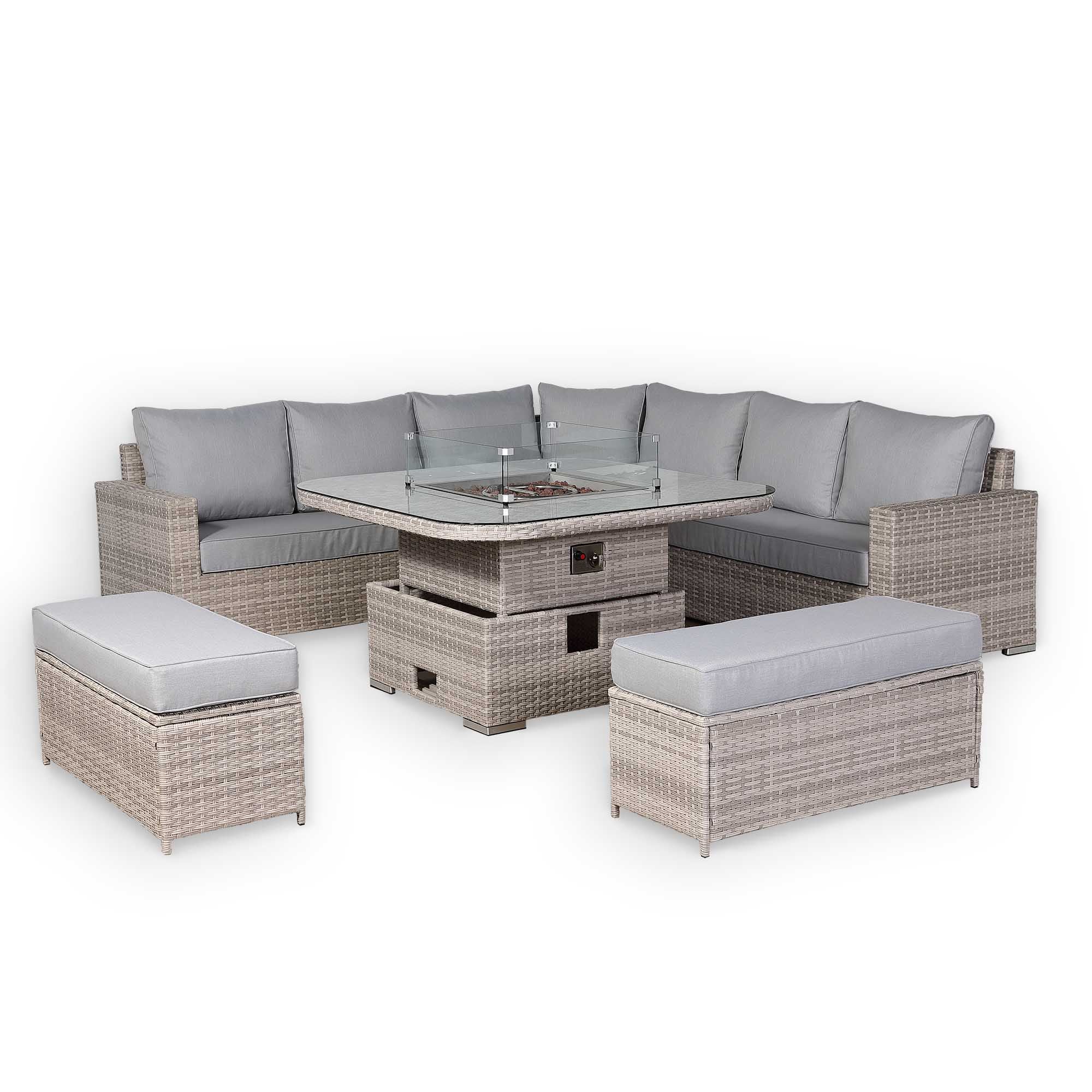 Santorini Large Equal Corner with Firepit - AMC Furniture