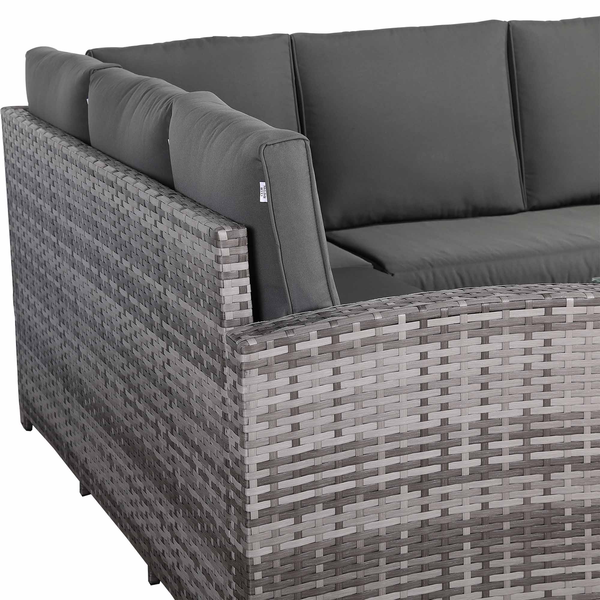 Rhodes Square Corner Sofa Dining Set with Rising Table in Grey - AMC Furniture