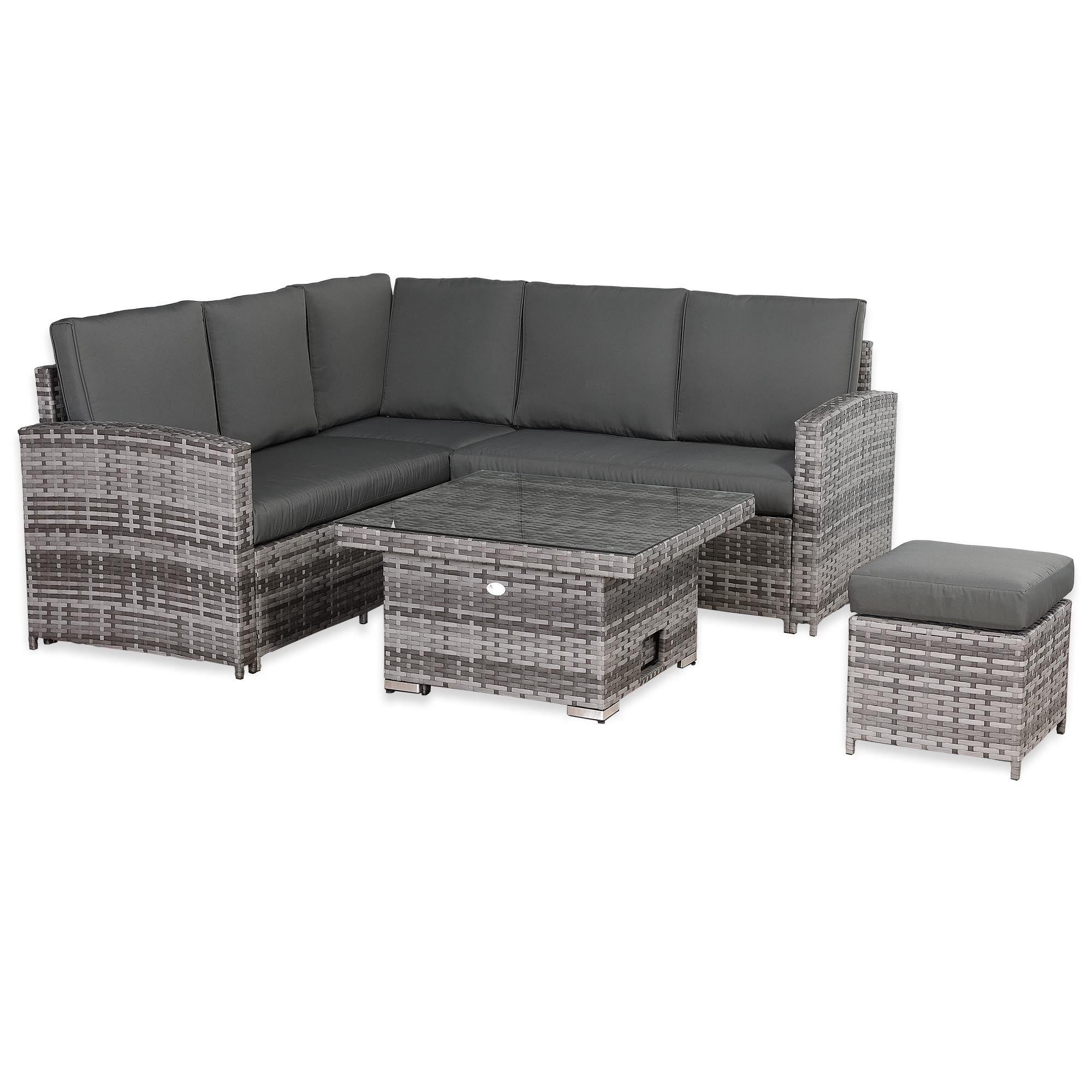 Rhodes Square Corner Sofa Dining Set with Rising Table in Grey - AMC Furniture