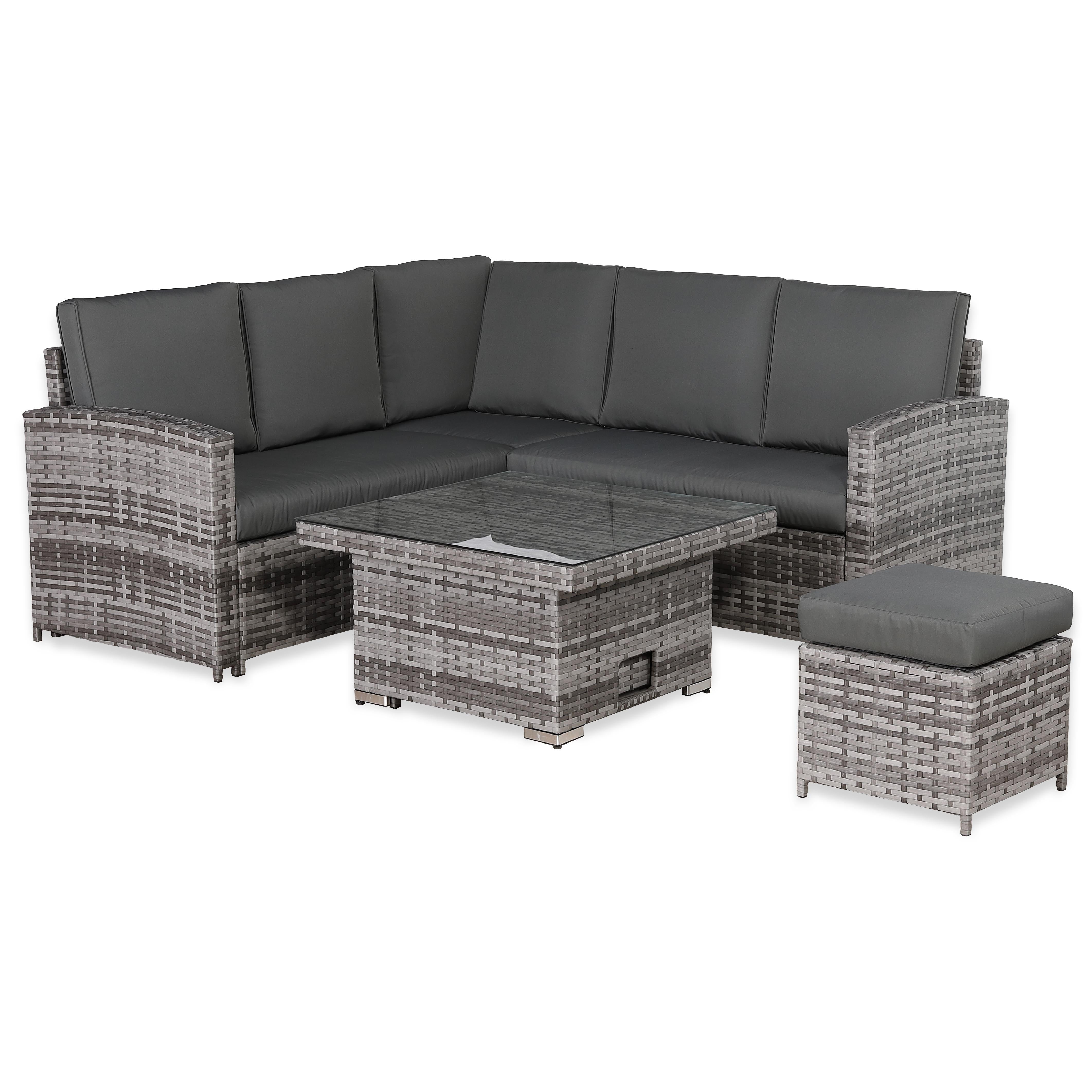 Rhodes Square Corner Sofa Dining Set with Rising Table in Grey - AMC Furniture