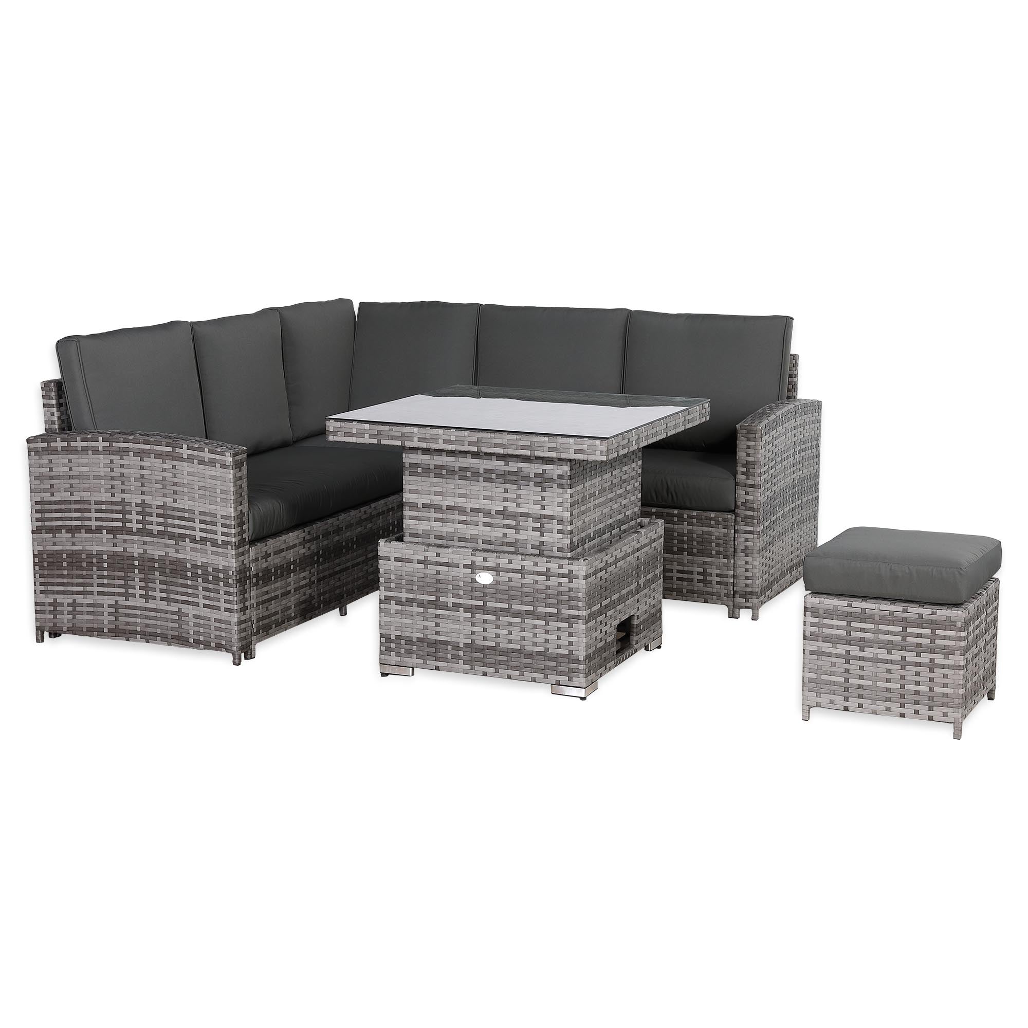 Rhodes Square Corner Sofa Dining Set with Rising Table in Grey - AMC Furniture
