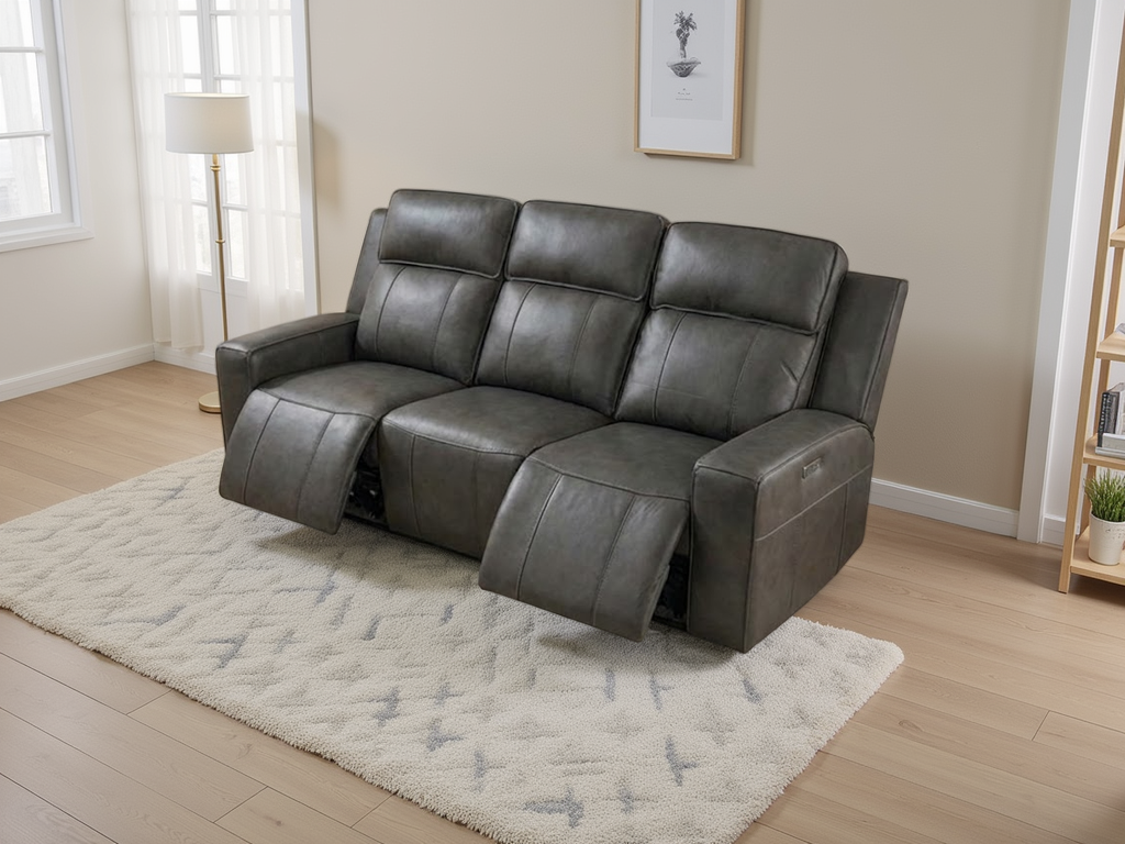 Madrid Electric Reclining 3 Seater in Grey