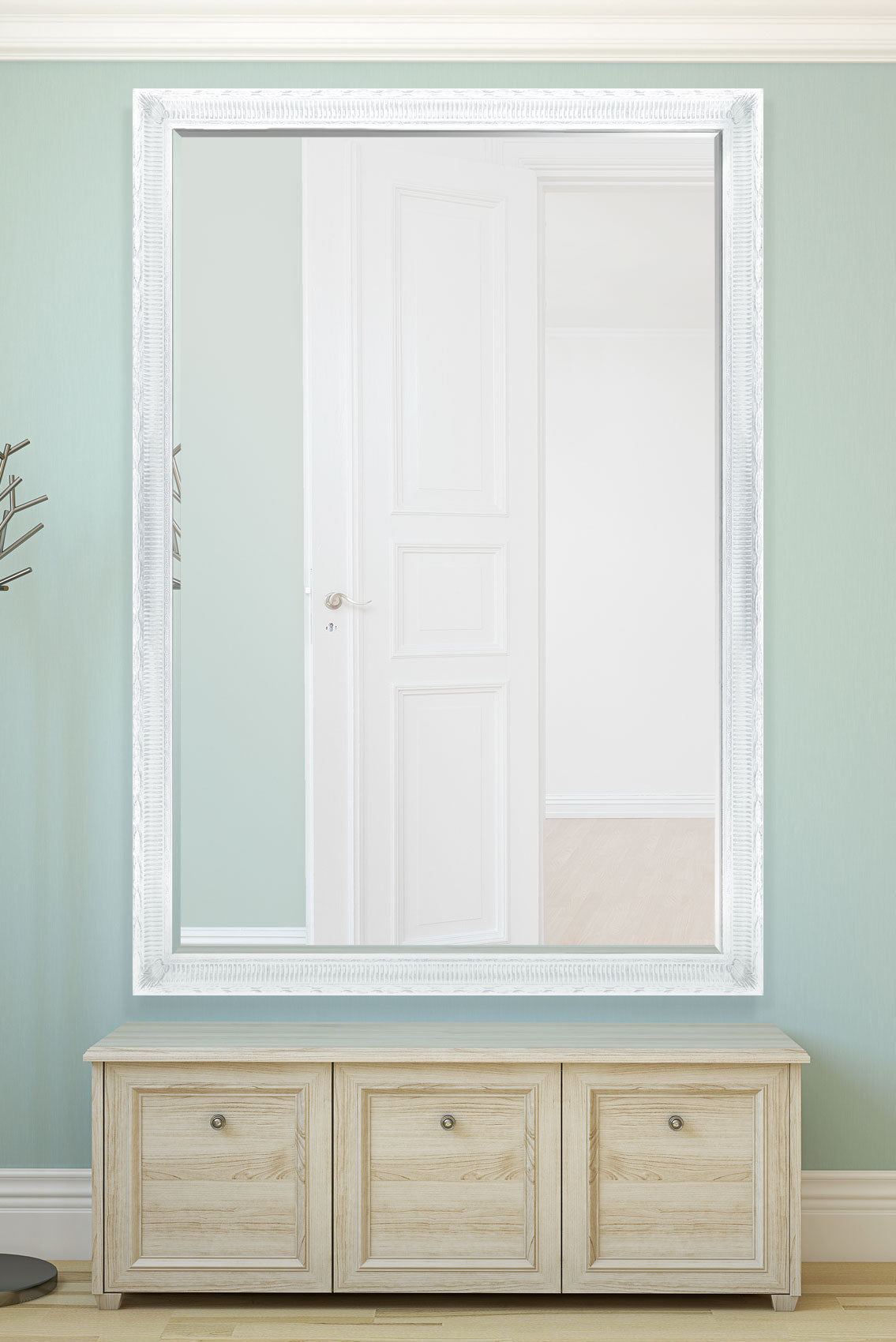 Fenton Vintage White Antique Design Large Leaner Mirror 203 x 142 CM (15010560508282)