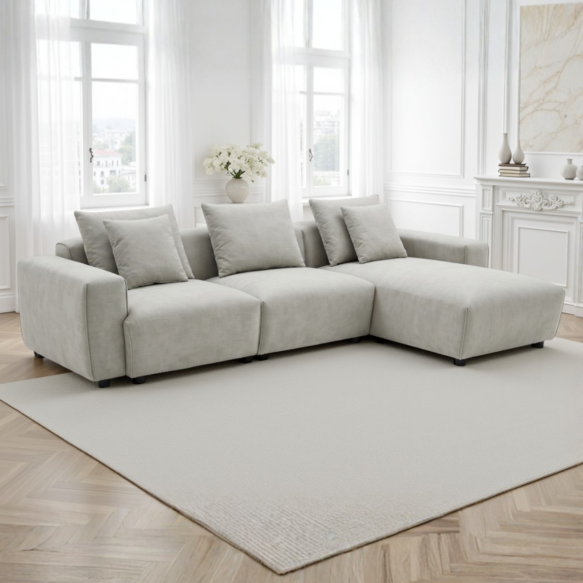 Phoebe Sofa Beige Universal Corner - AMC Furniture
