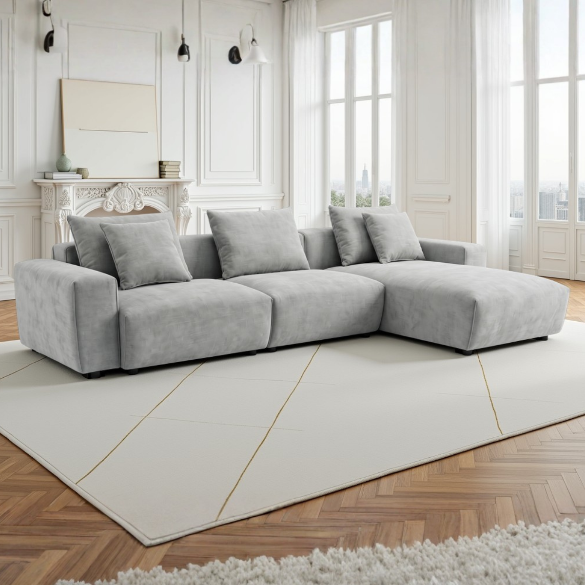 Phoebe Sofa Grey Universal Corner - AMC Furniture
