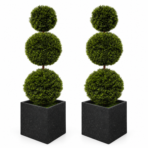 Pair of Artificial Topiary Ball Trees – UV Resistant, Weatherproof & Maintenance-Free