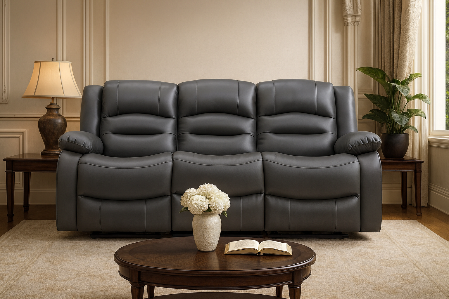 Maya Electric Recliner Sofa Grey 3 Seater